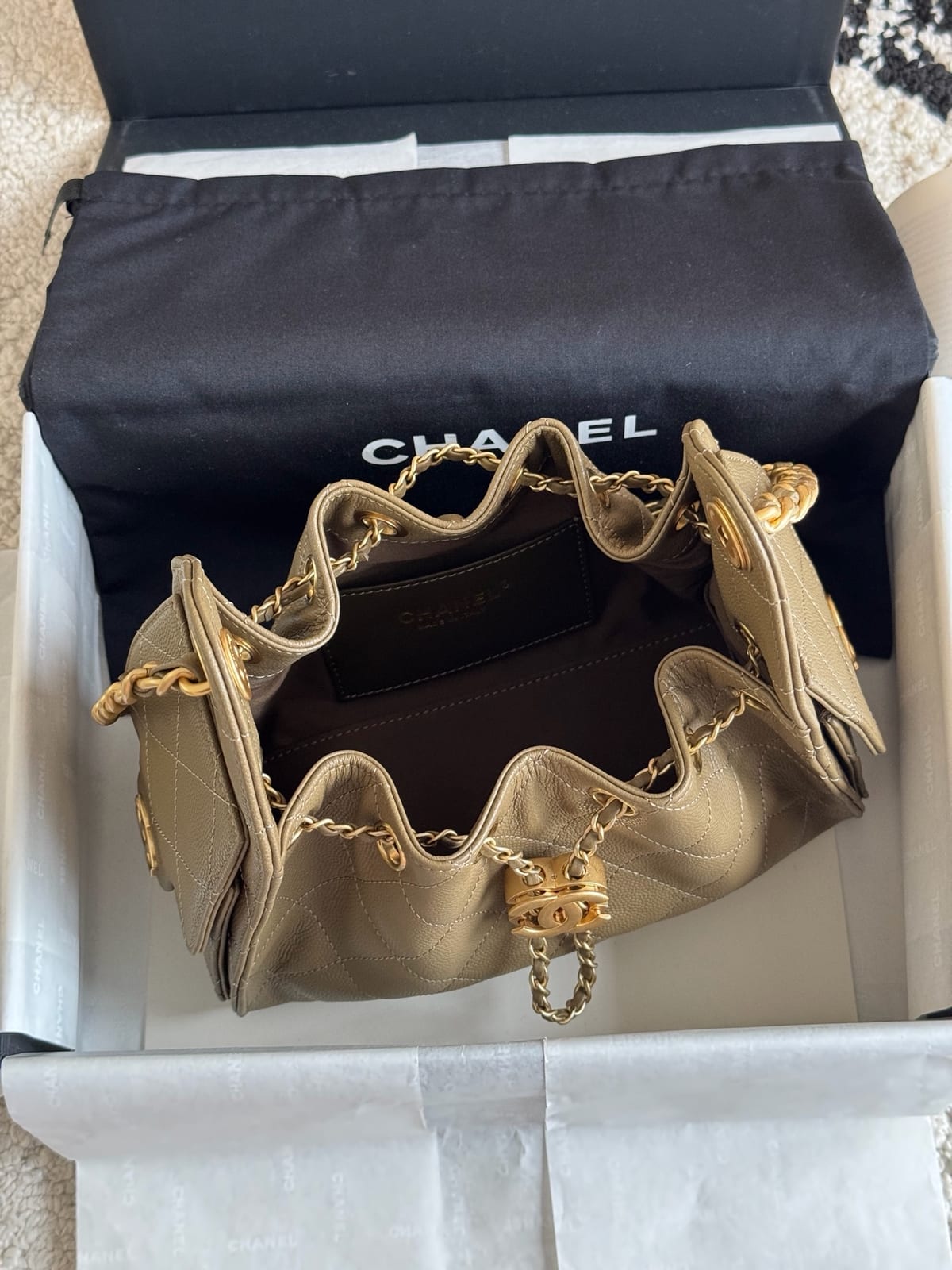 Chanel Mini 25 Hobo Bag Dark Khaki 6