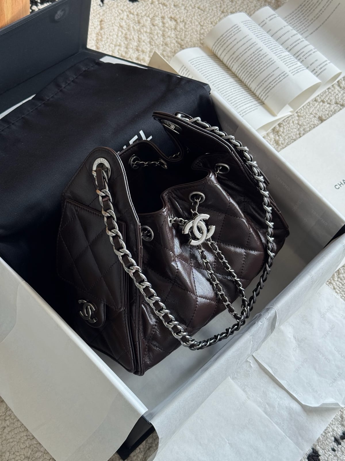 Chanel Mini 25 Hobo Bag Dark Burgundy 2