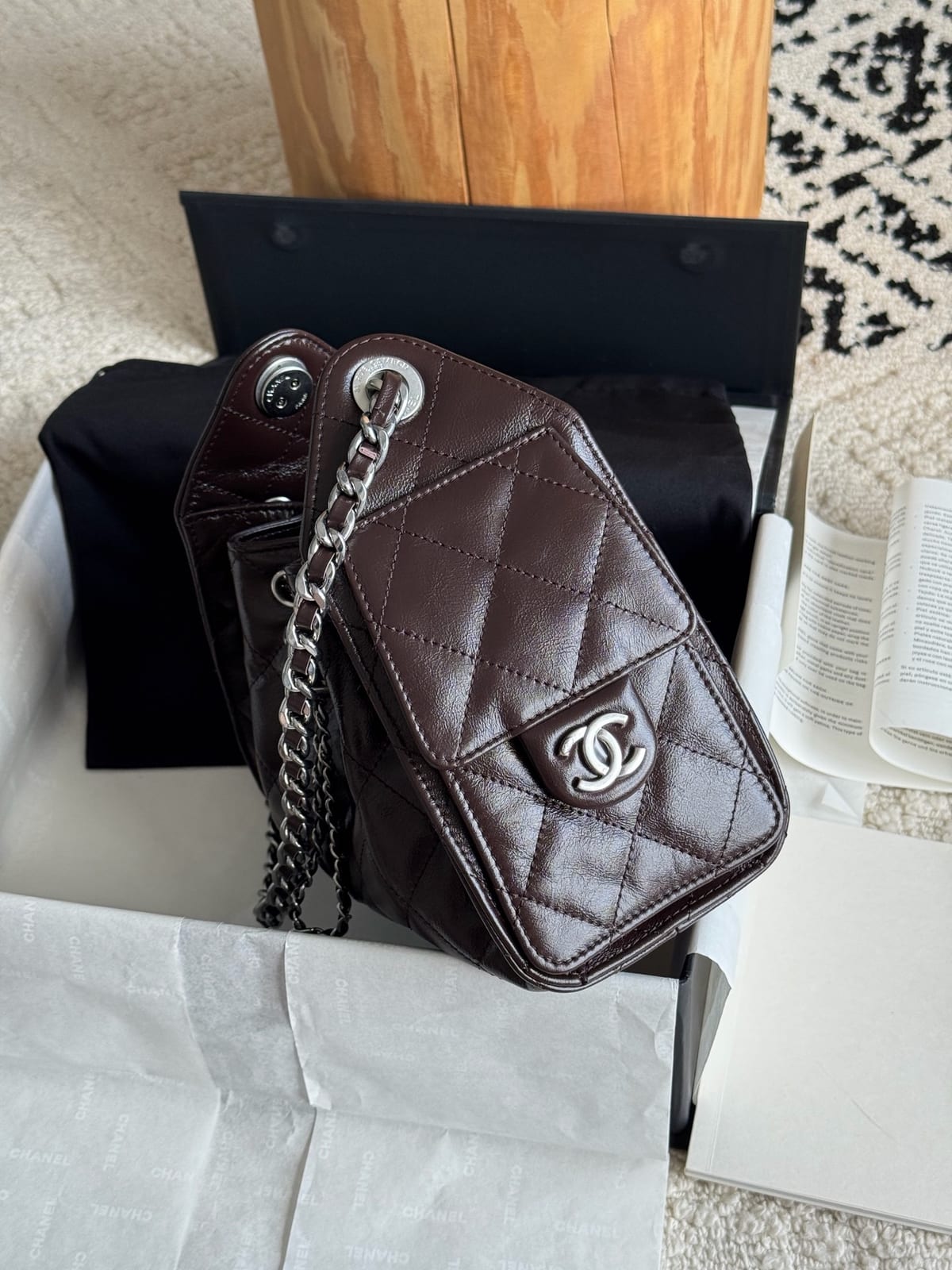 Chanel Mini 25 Hobo Bag Dark Burgundy 4