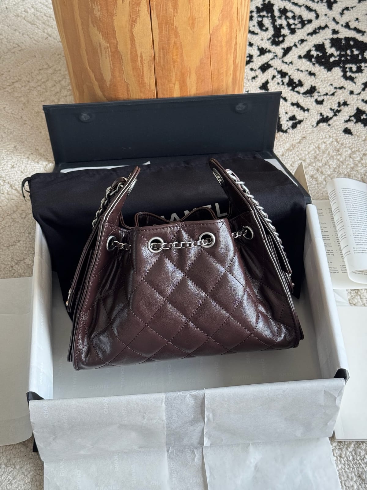 Chanel Mini 25 Hobo Bag Dark Burgundy 6