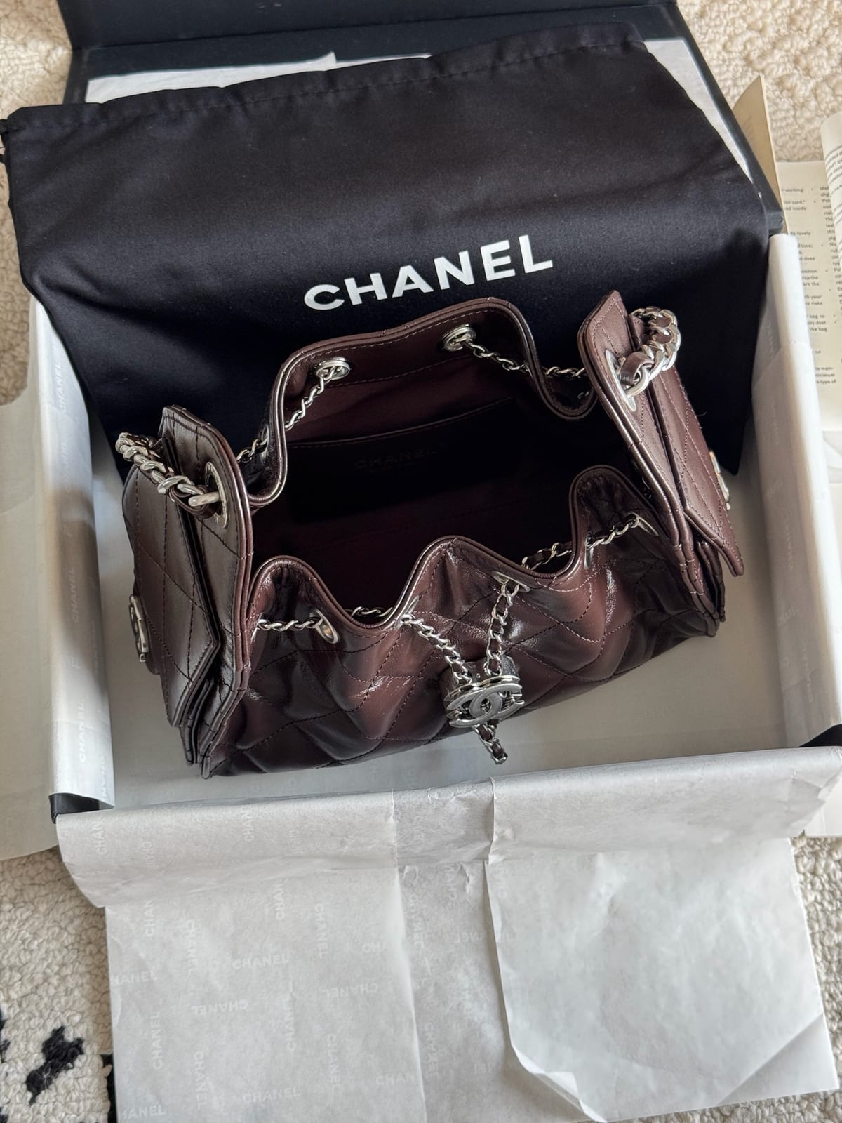 Chanel Mini 25 Hobo Bag Dark Burgundy 8