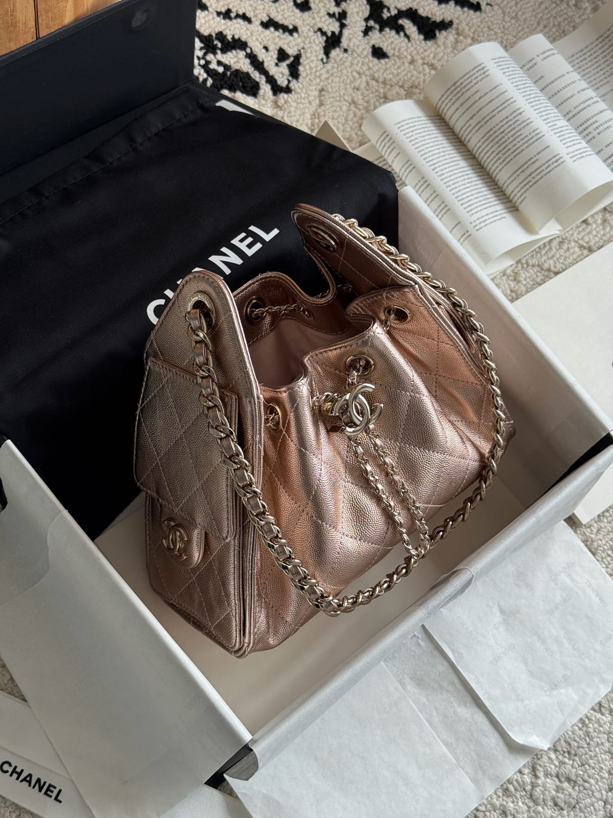 Chanel Mini 25 Hobo Bag Dark Metallic Copper 2