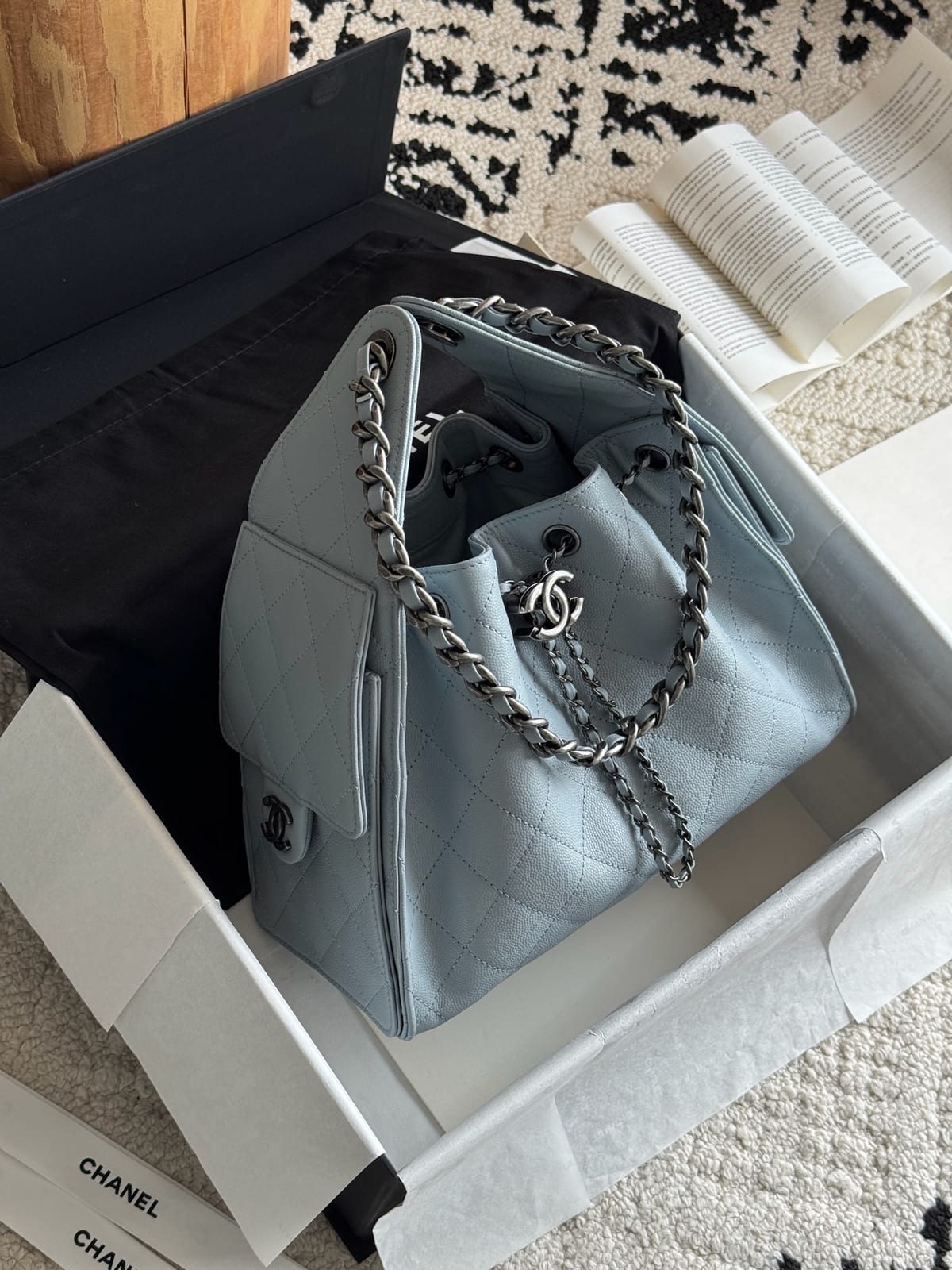 Light Blue Caviar Leather with Silver Hardware 2