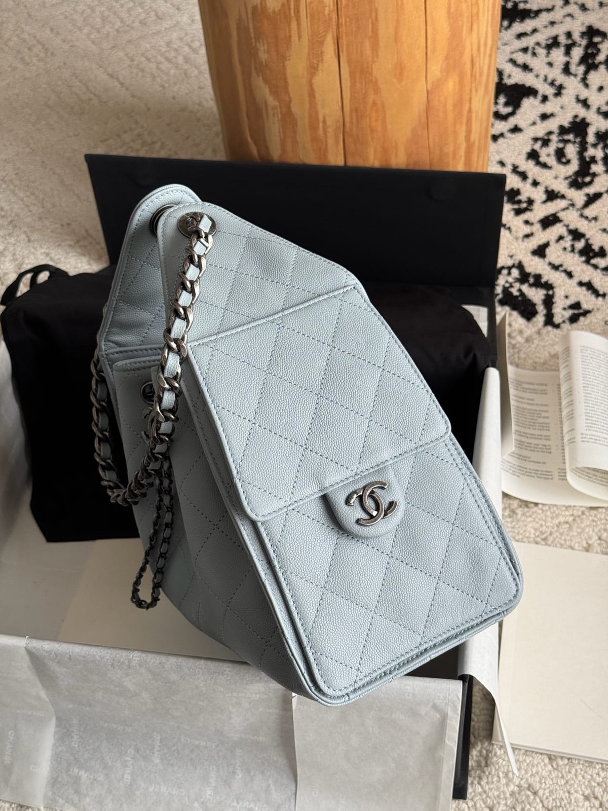 Light Blue Caviar Leather with Silver Hardware 4