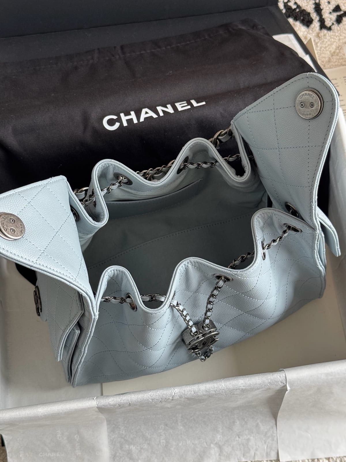Light Blue Caviar Leather with Silver Hardware 5