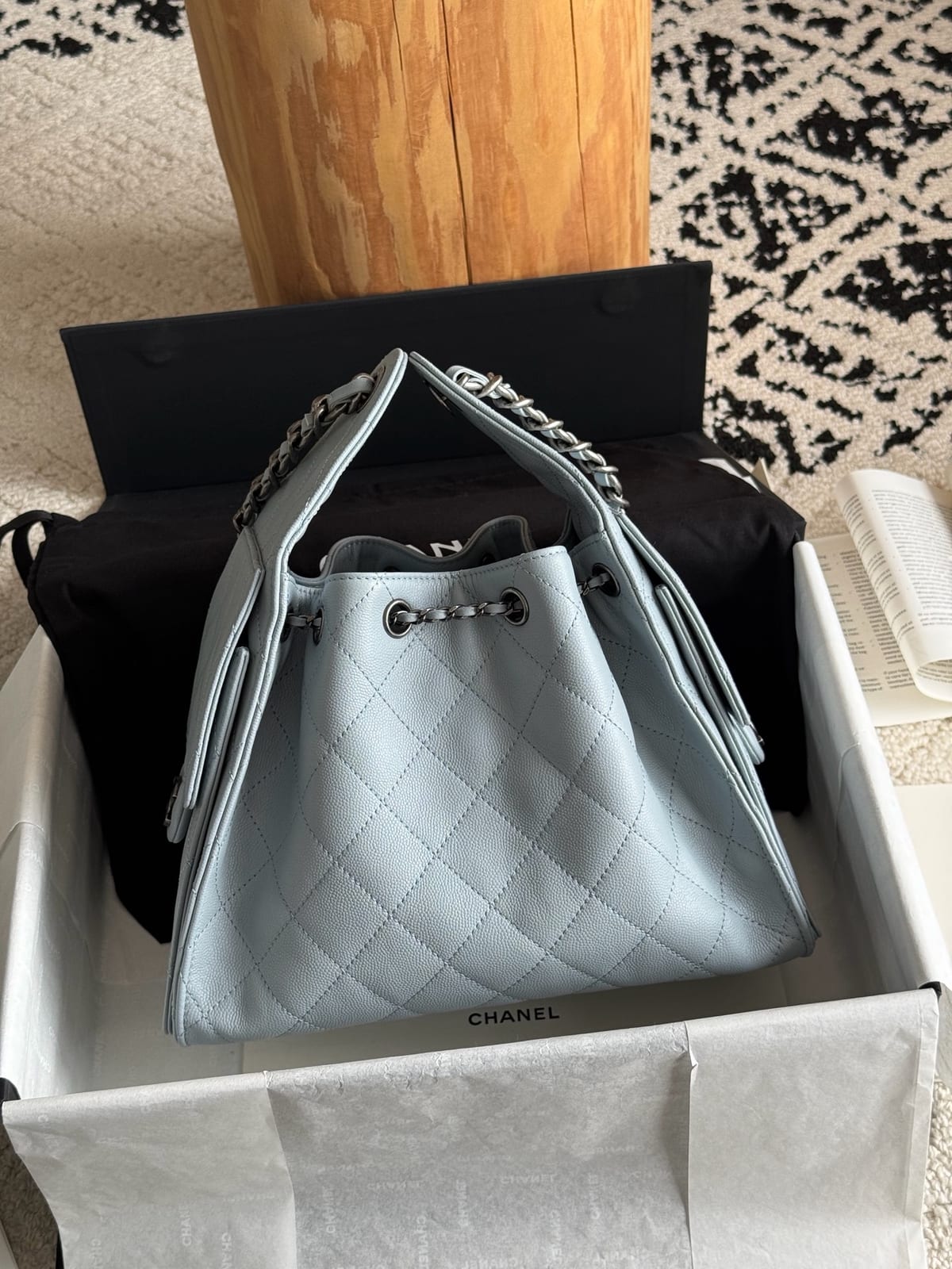 Light Blue Caviar Leather with Silver Hardware 9
