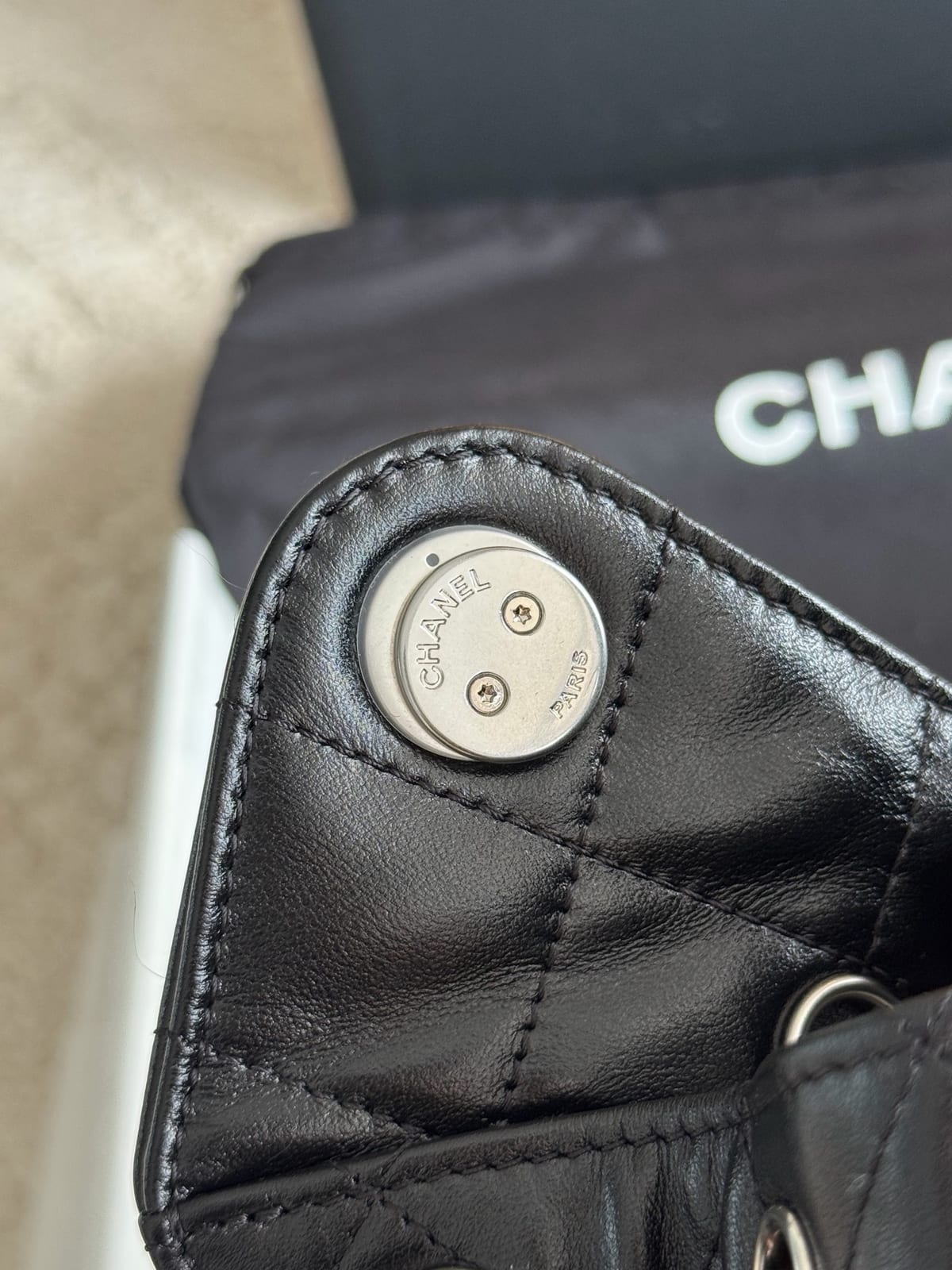 Chanel Black Shiny Aged Crumpled Calfskin Bag 4