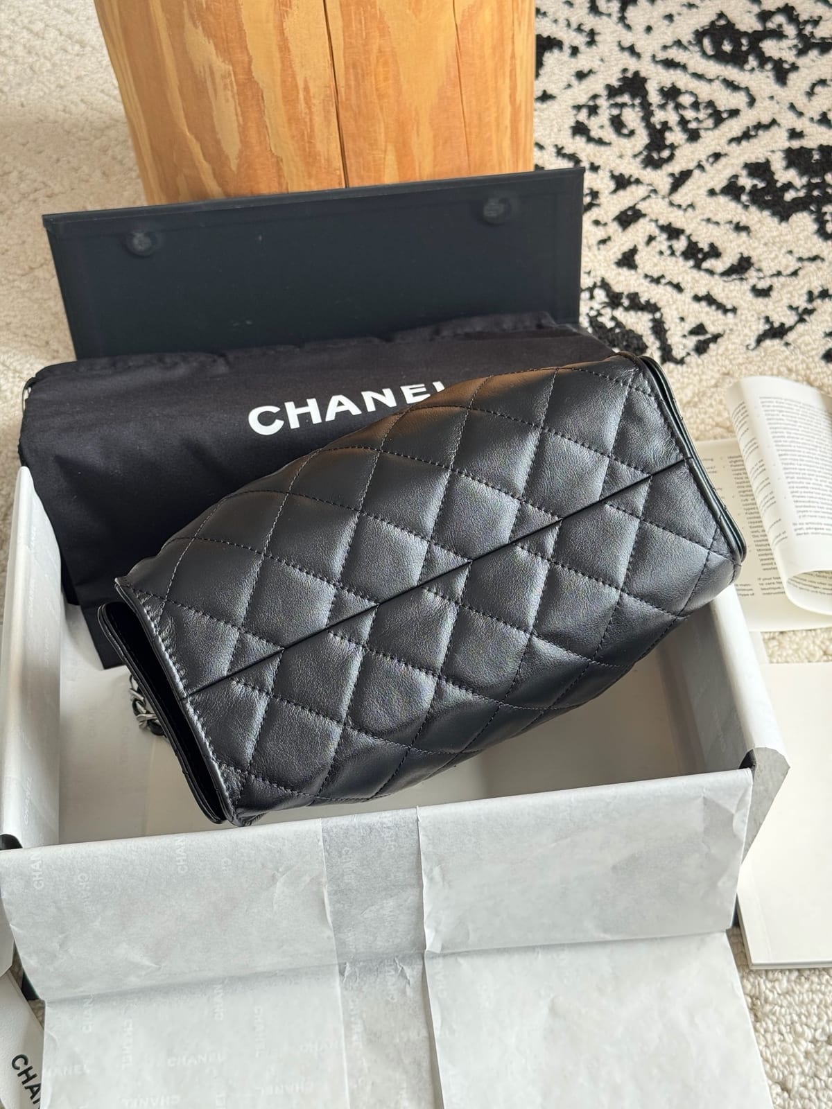 Chanel Black Shiny Aged Crumpled Calfskin Bag 6