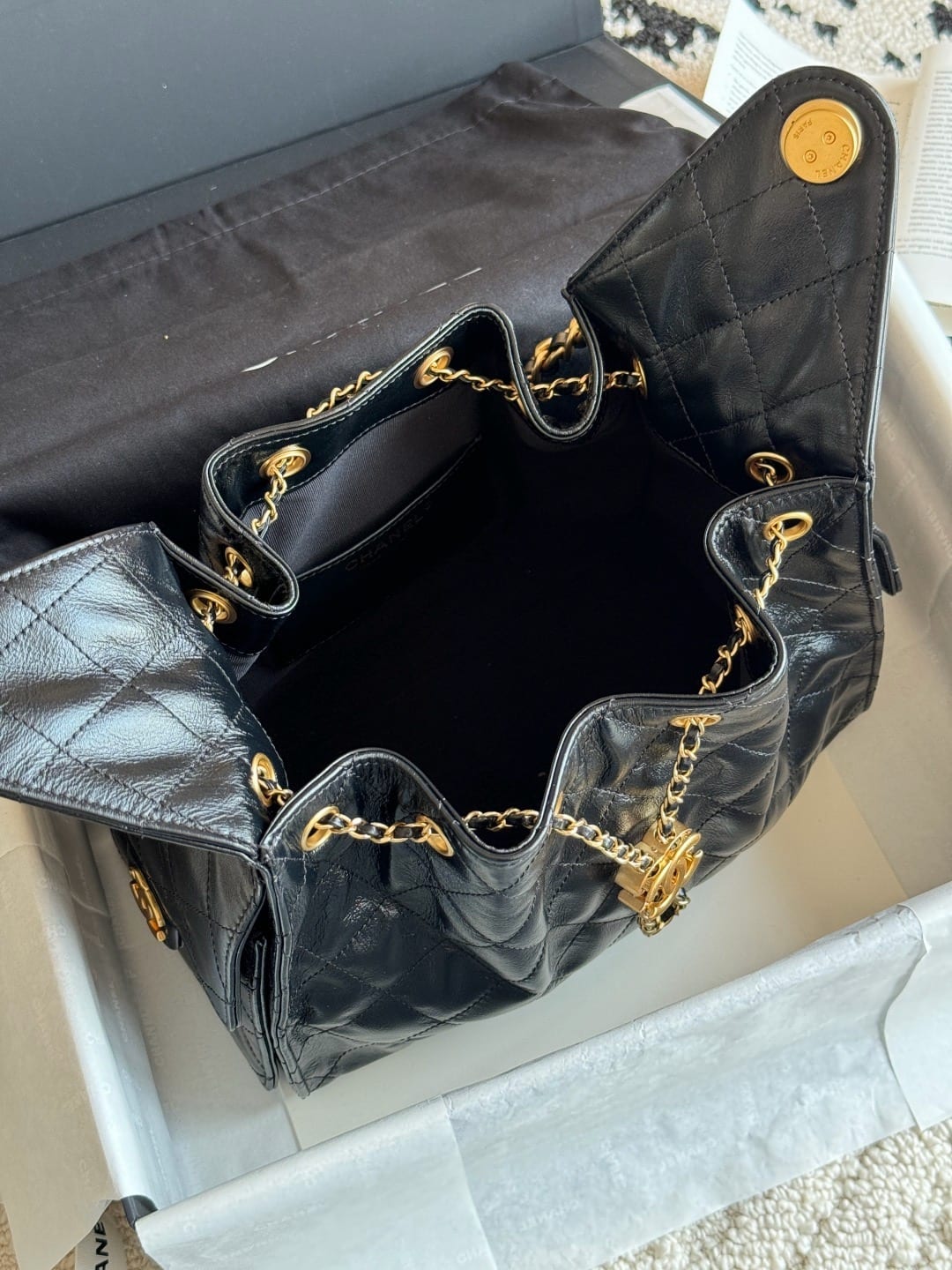 Chanel Mini 25 Hobo Bag Black with Gold Hardware 5