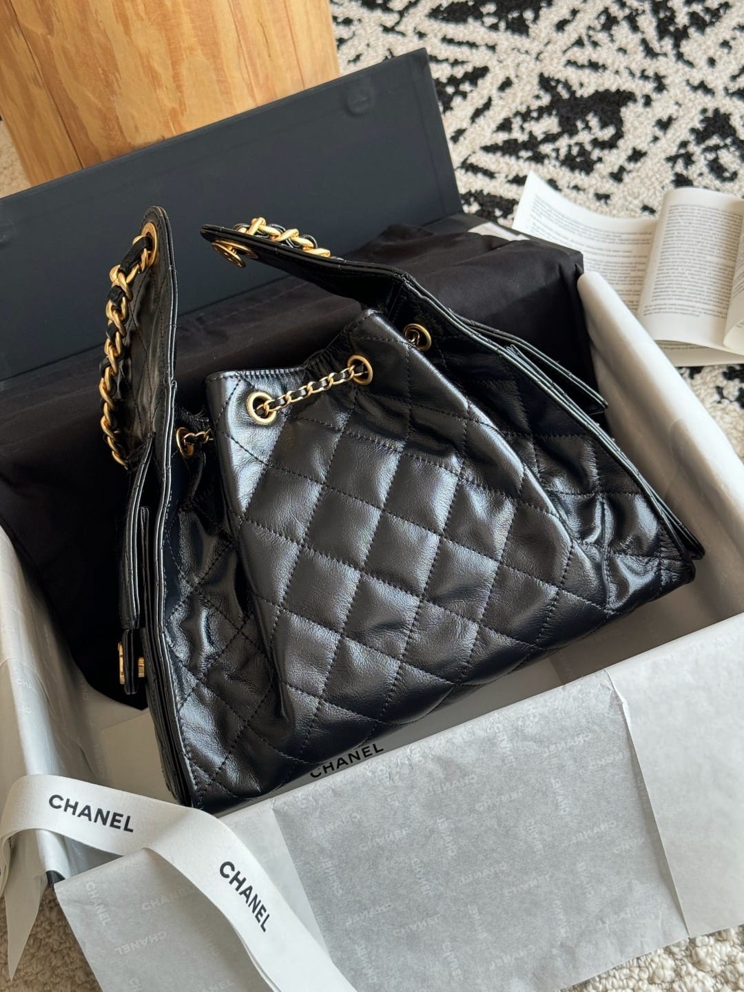Chanel Mini 25 Hobo Bag Black with Gold Hardware 7