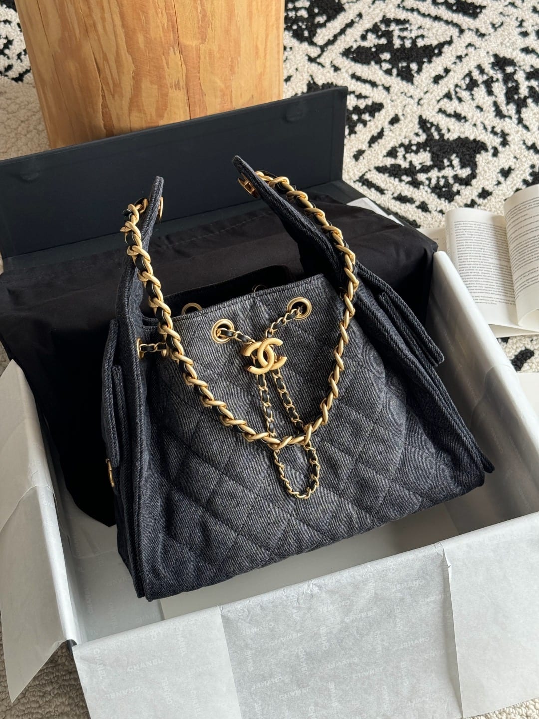  Chanel Mini 25 Hobo Bag Dark Denim