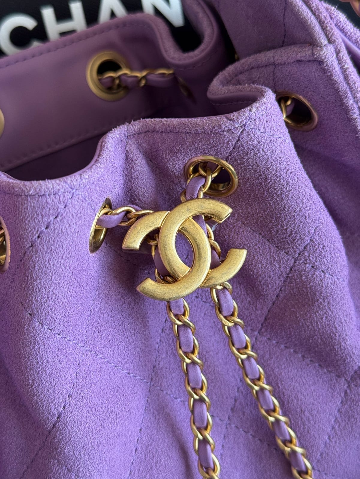   Chanel Mini 25 Hobo Bag Purple Suede with Antique Gold Hardware 2