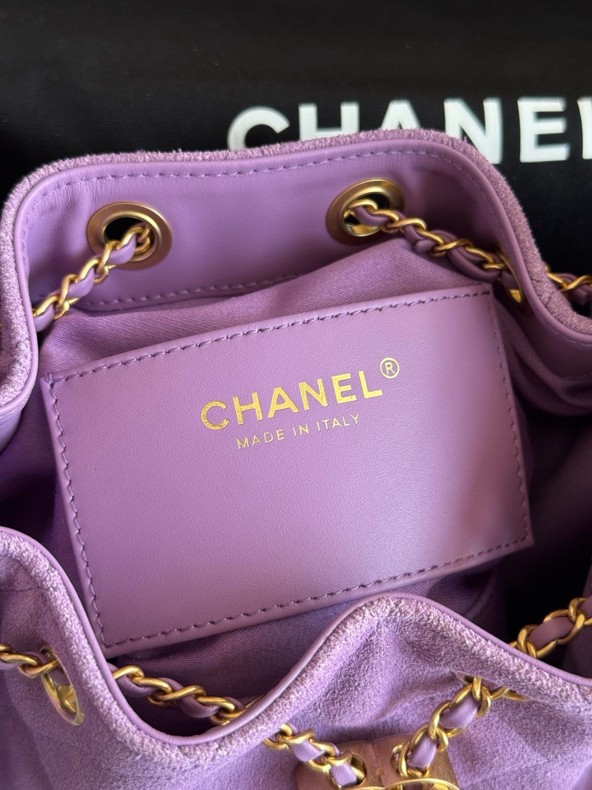   Chanel Mini 25 Hobo Bag Purple Suede with Antique Gold Hardware 5