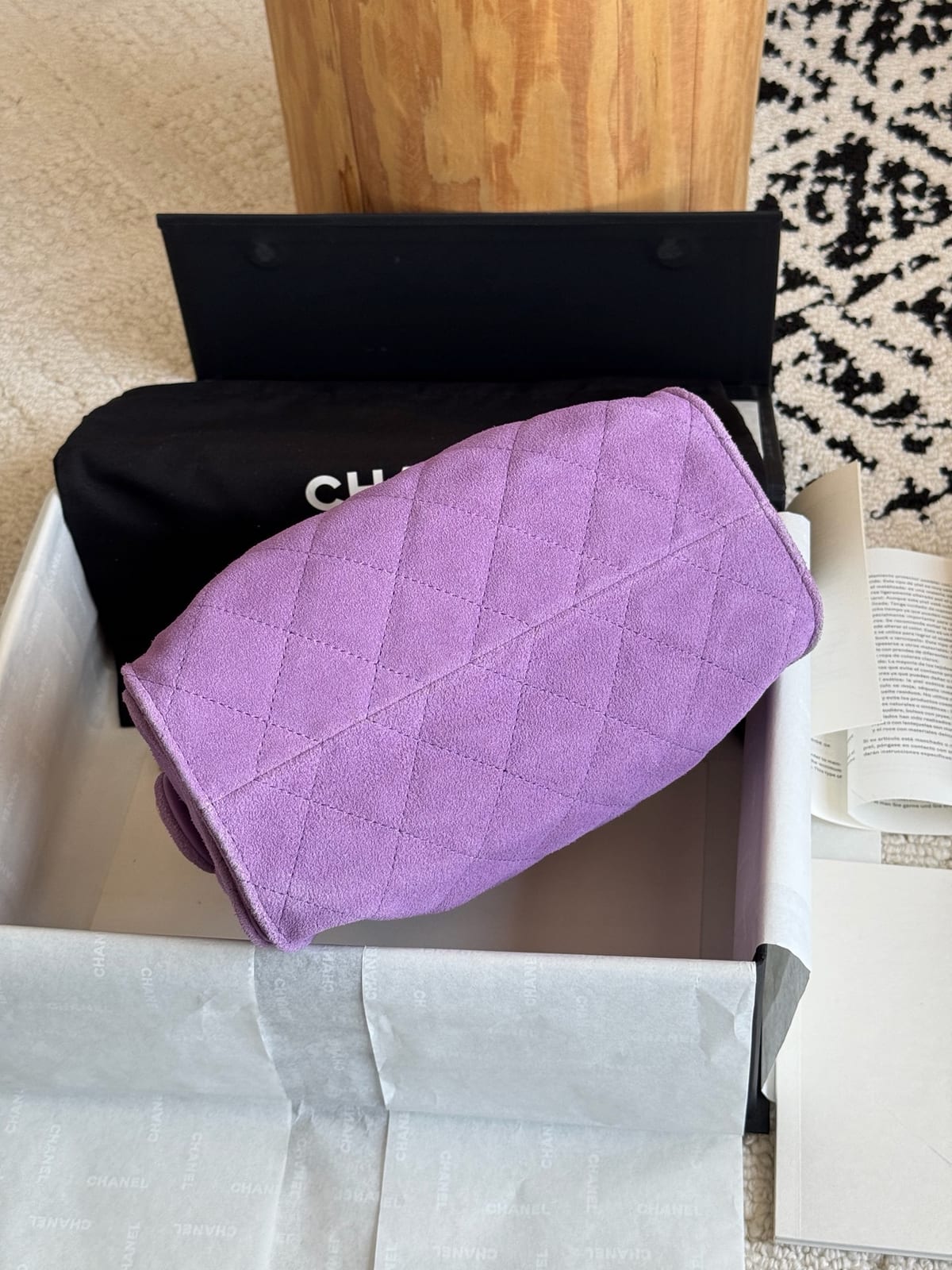   Chanel Mini 25 Hobo Bag Purple Suede with Antique Gold Hardware 7