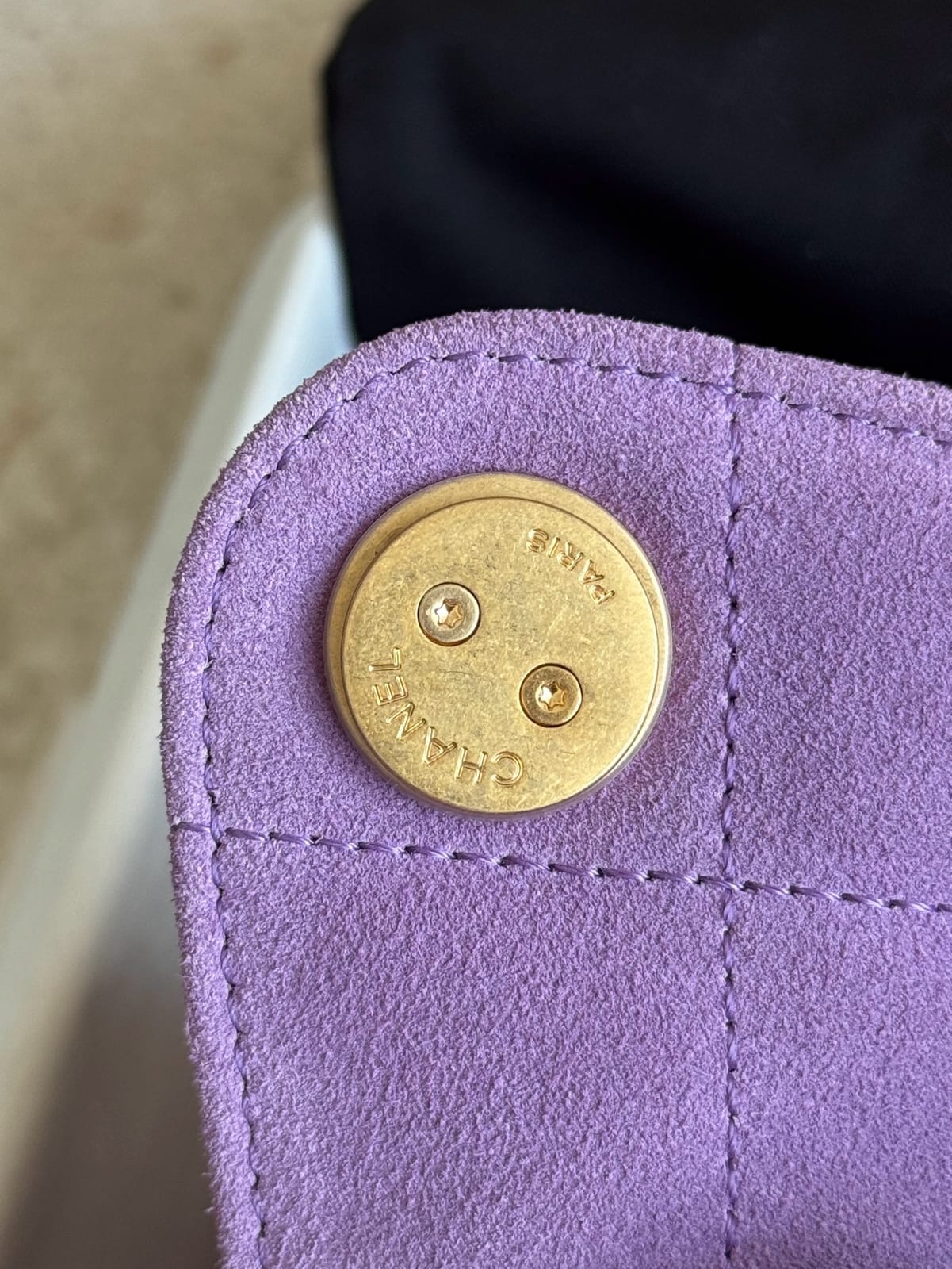   Chanel Mini 25 Hobo Bag Purple Suede with Antique Gold Hardware 8