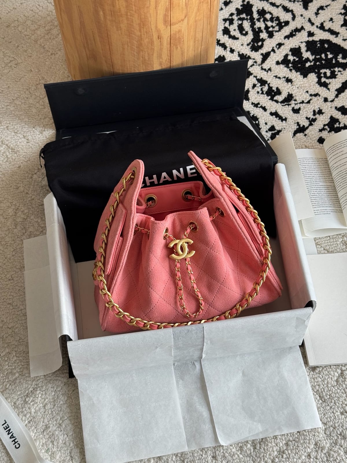  Chanel Mini 25 Hobo Bag Pink Suede with Gold Hardware
