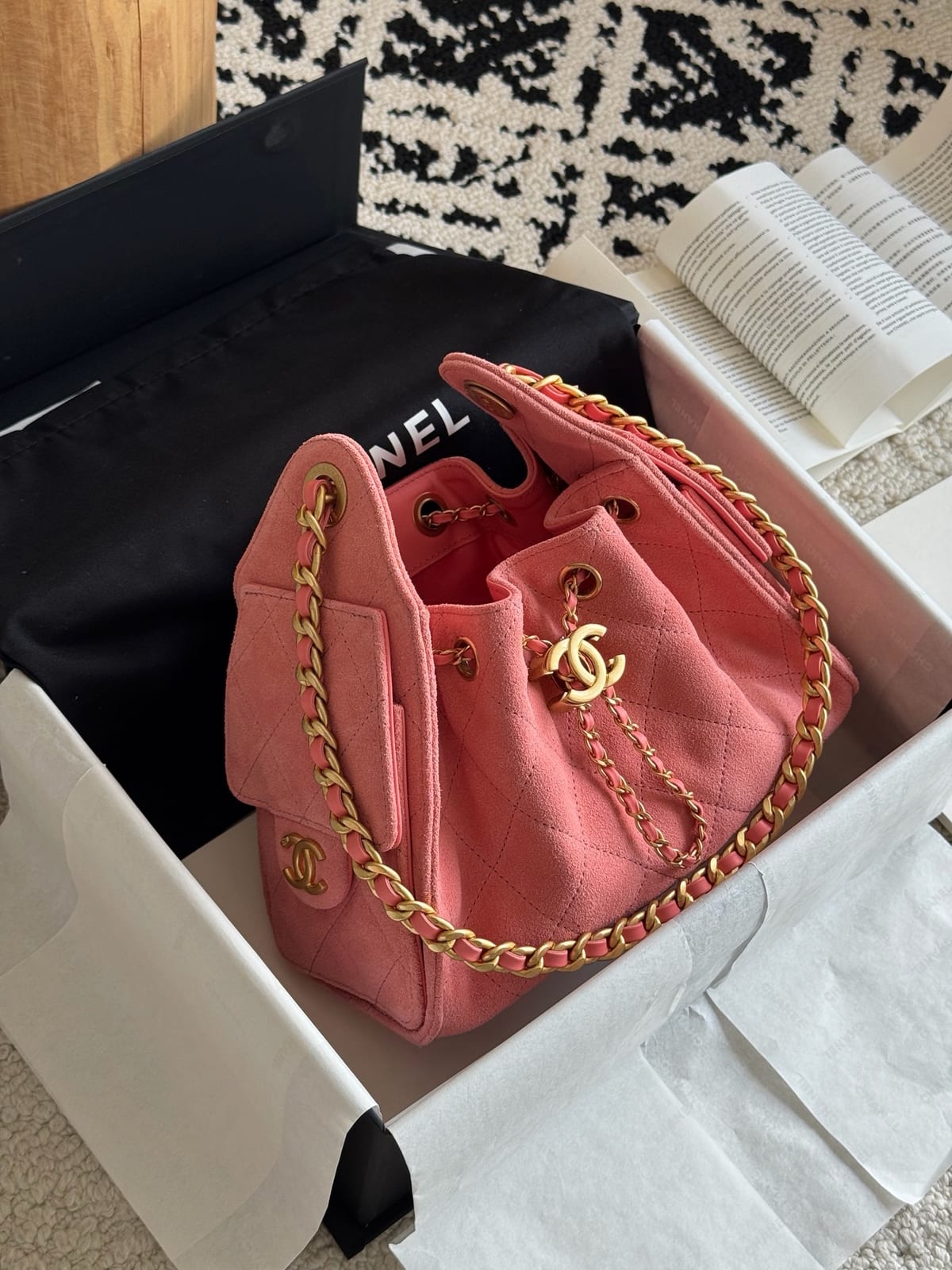  Chanel Mini 25 Hobo Bag Pink Suede with Gold Hardware 2