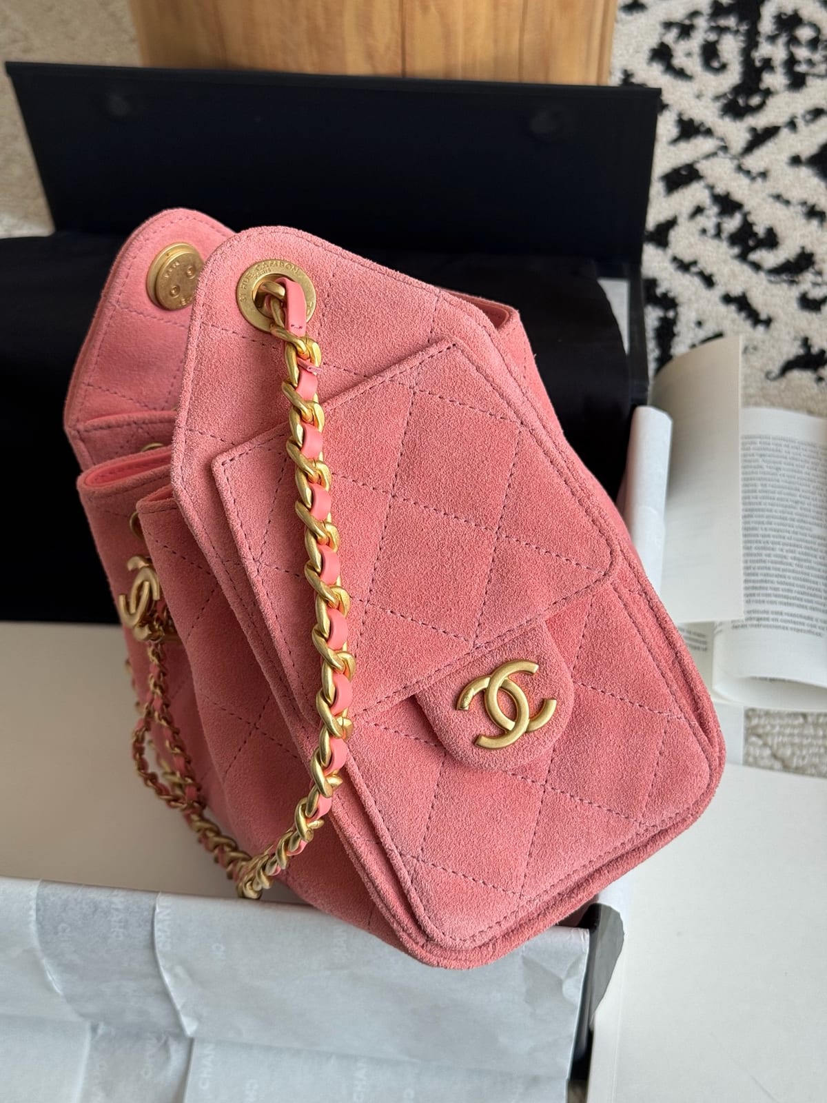  Chanel Mini 25 Hobo Bag Pink Suede with Gold Hardware 3