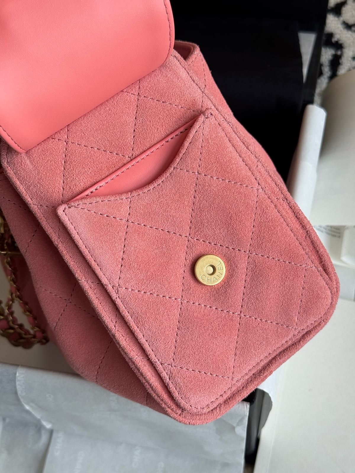  Chanel Mini 25 Hobo Bag Pink Suede with Gold Hardware 4