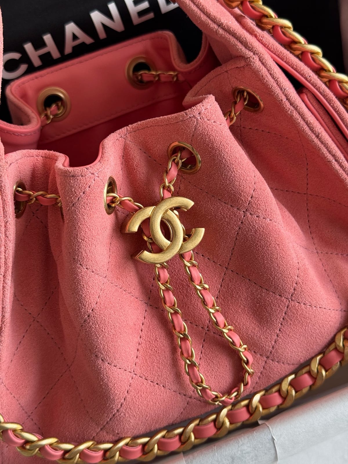  Chanel Mini 25 Hobo Bag Pink Suede with Gold Hardware 8