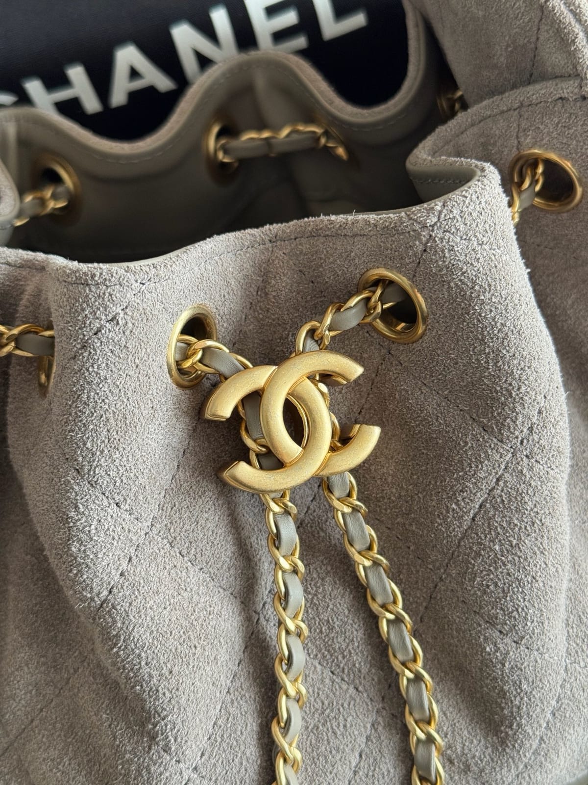  Chanel Mini 25 Hobo Bag   Dark Grey Suede with Antique Gold Hardware 3