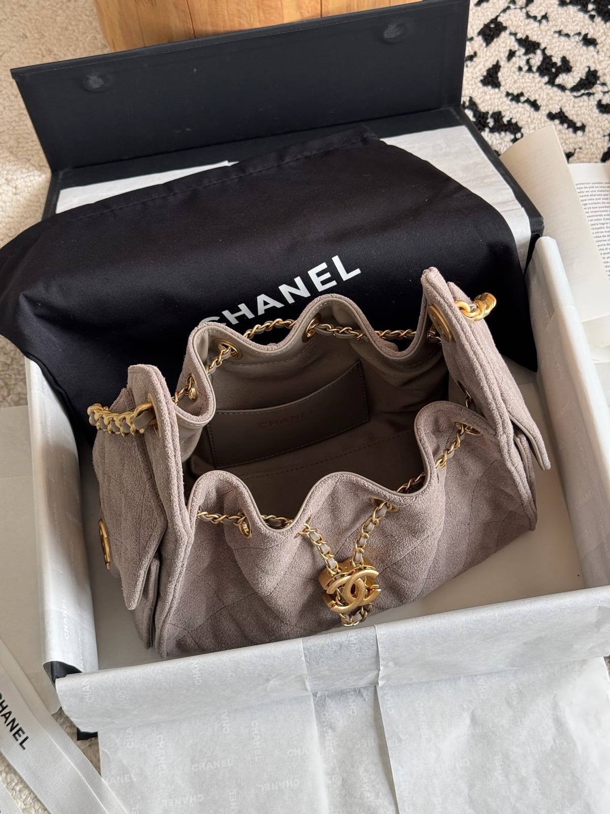  Chanel Mini 25 Hobo Bag   Dark Grey Suede with Antique Gold Hardware 5