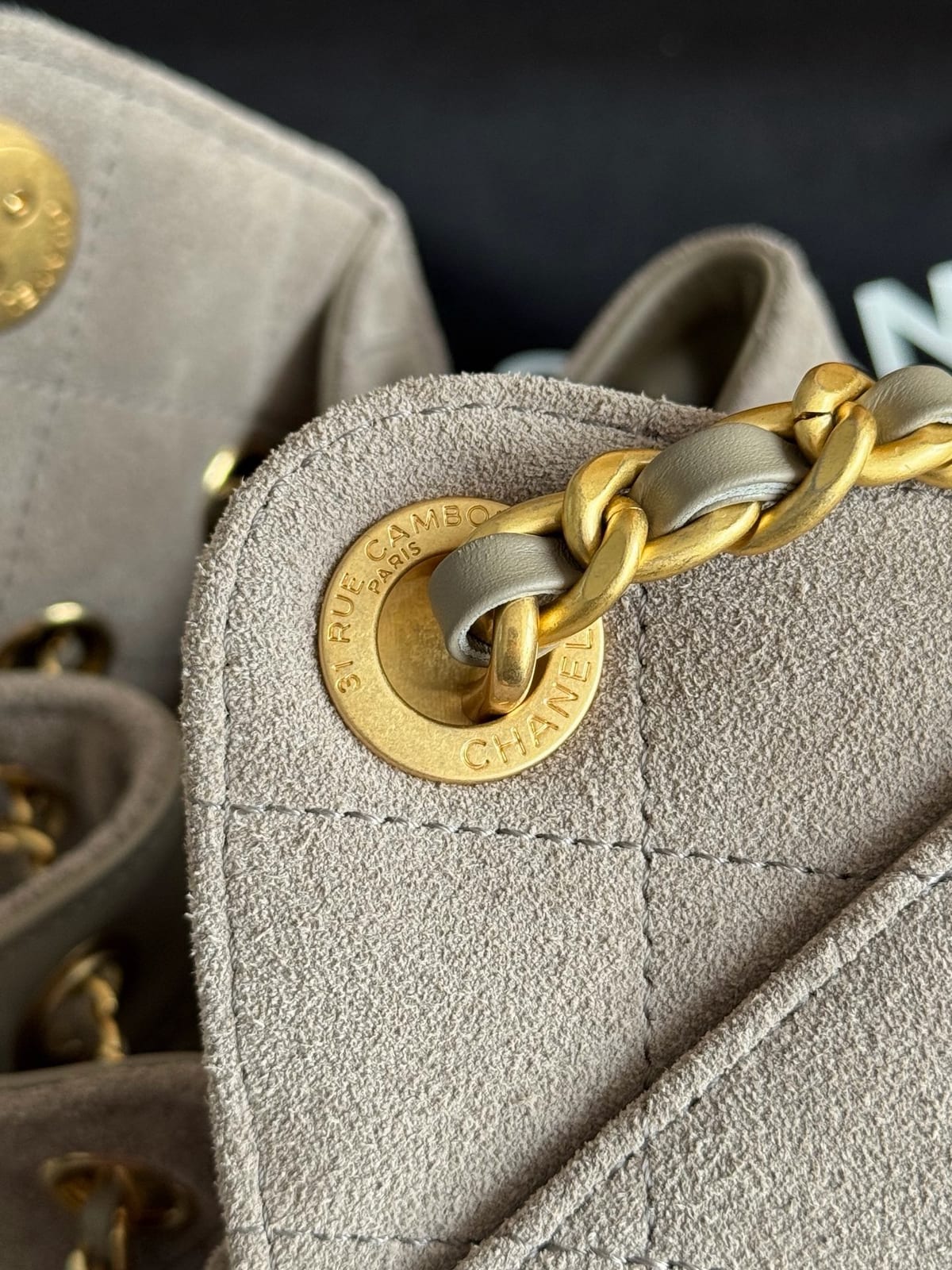  Chanel Mini 25 Hobo Bag   Dark Grey Suede with Antique Gold Hardware 7
