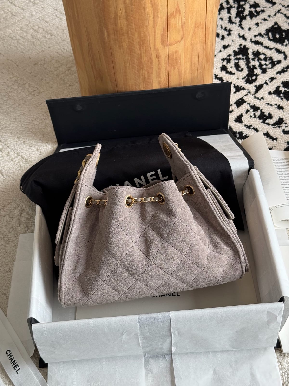  Chanel Mini 25 Hobo Bag   Dark Grey Suede with Antique Gold Hardware 9