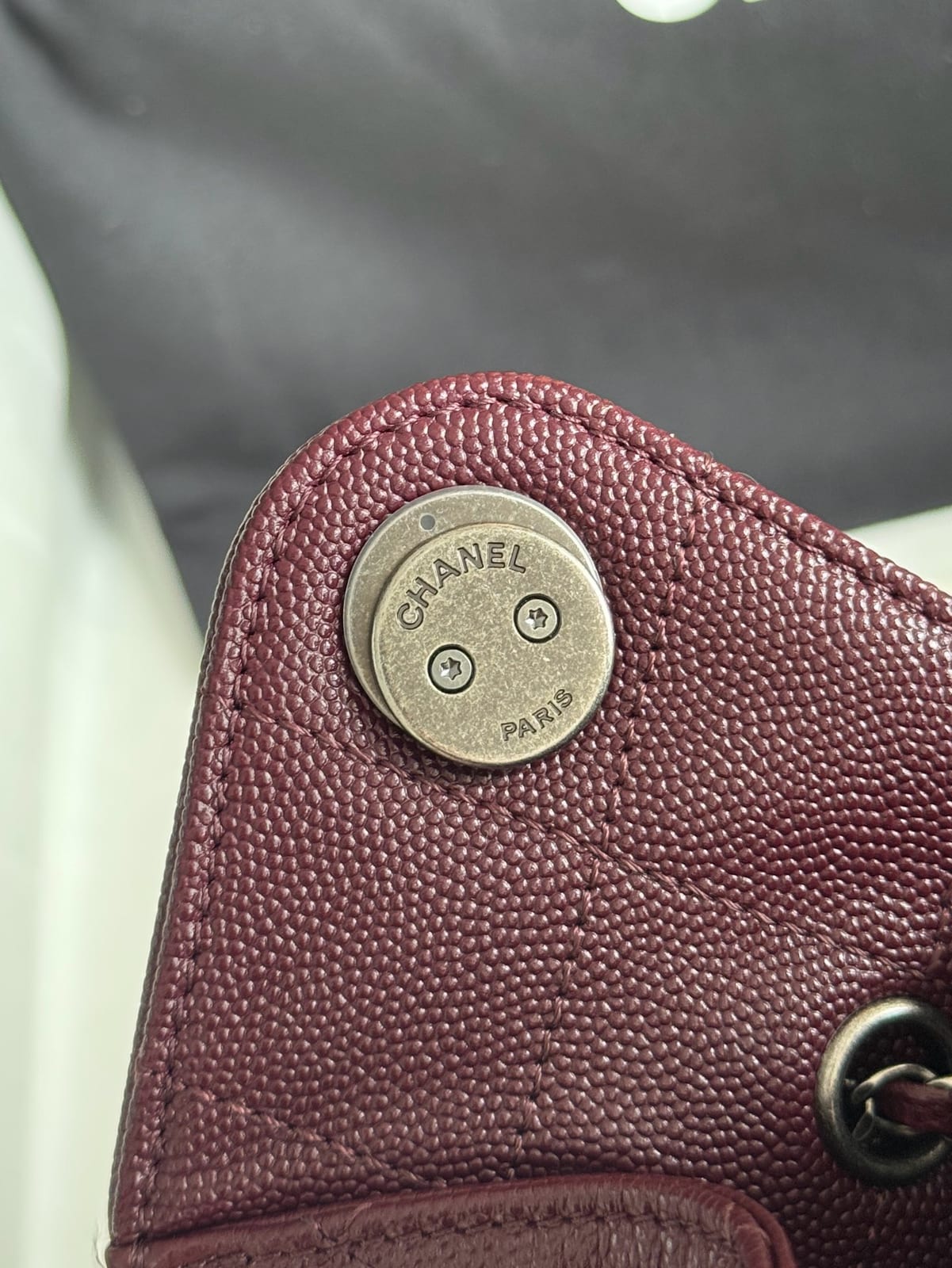 Chanel Mini 25 Hobo Bag Dark Burgundy Caviar Leather with Ruthenium/Silver Hardware 5