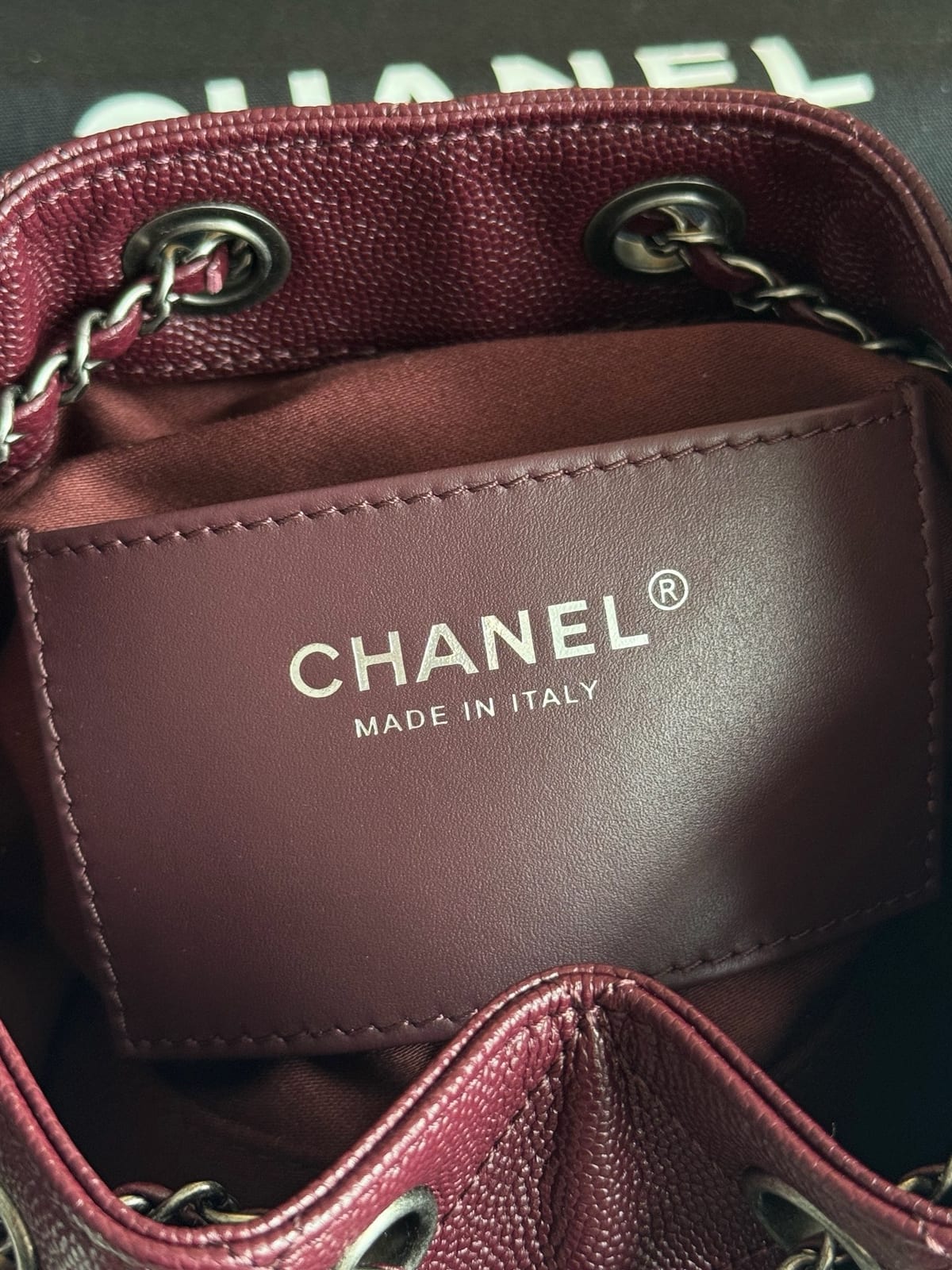 Chanel Mini 25 Hobo Bag Dark Burgundy Caviar Leather with Ruthenium/Silver Hardware 6
