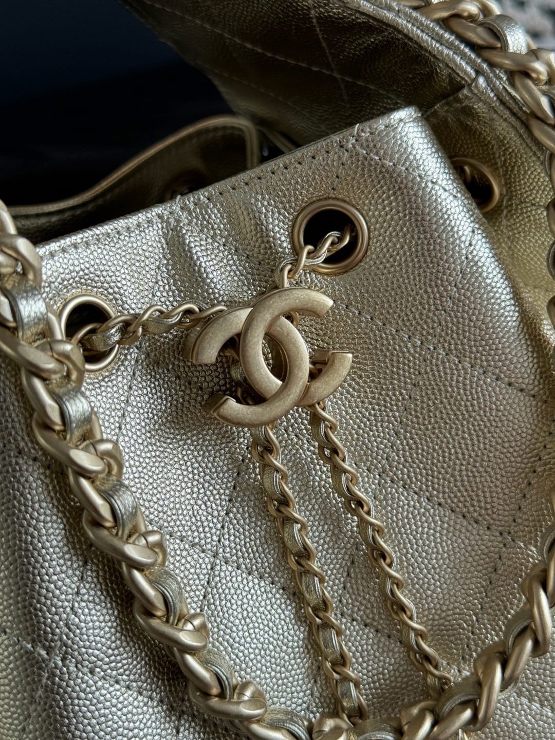 Chanel Mini 25 Hobo Bag  Light Gold Metallic Calfskin with Gold Hardware 3