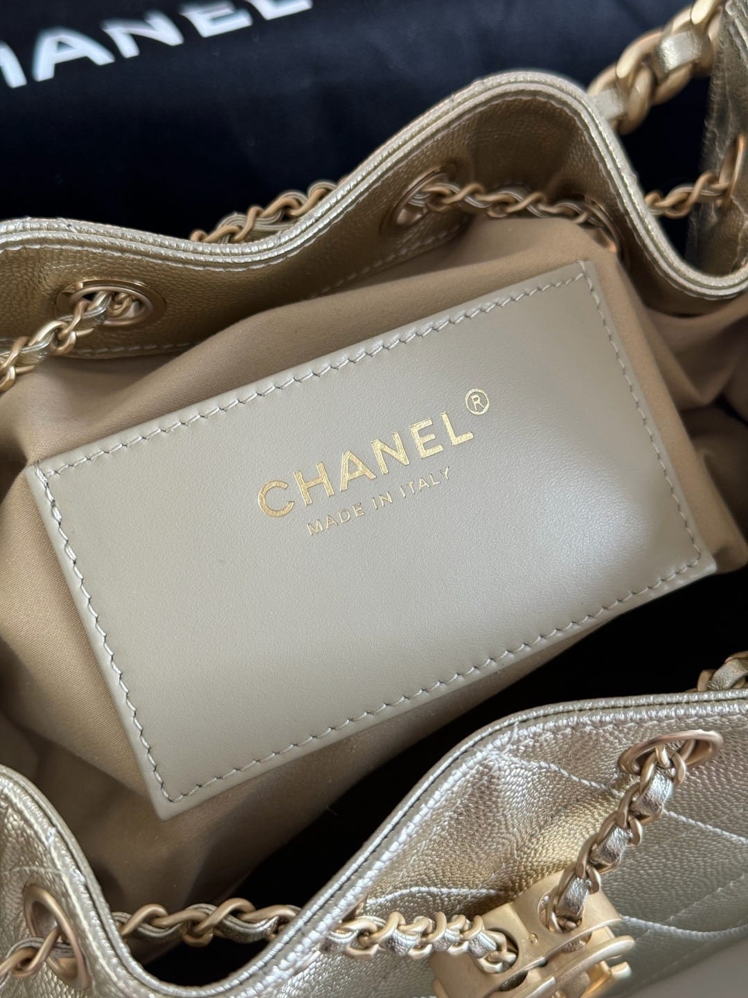 Chanel Mini 25 Hobo Bag  Light Gold Metallic Calfskin with Gold Hardware 7