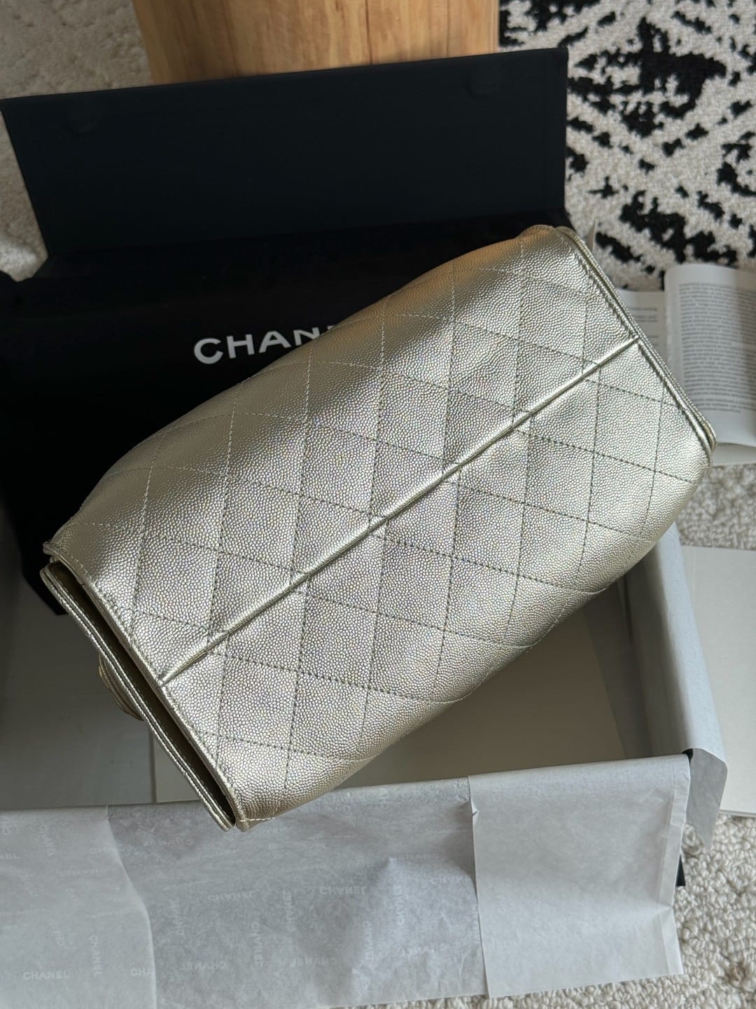 Chanel Mini 25 Hobo Bag  Light Gold Metallic Calfskin with Gold Hardware 9