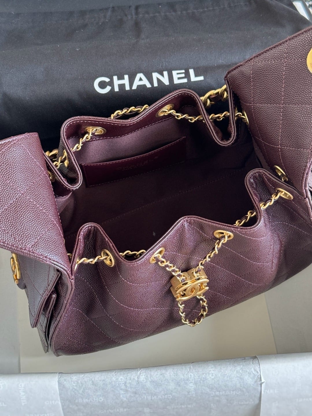 Chanel Small 25 Hobo Bag Dark Brown Grained Caviar Leather Gold Hardware 3