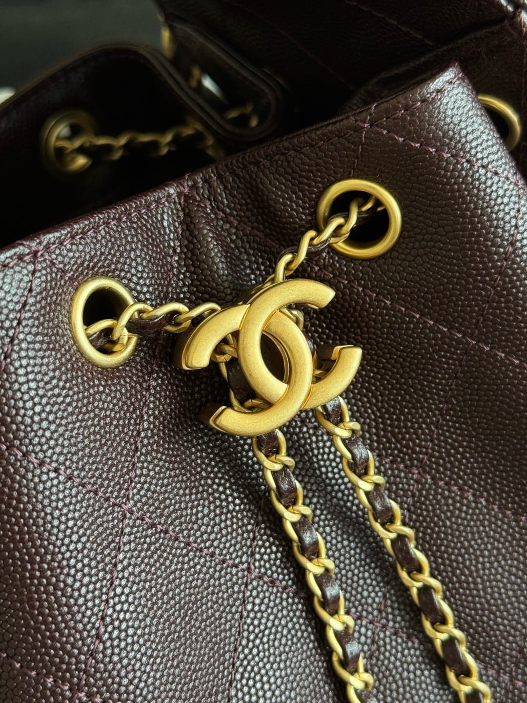 Chanel Small 25 Hobo Bag Dark Brown Grained Caviar Leather Gold Hardware 5