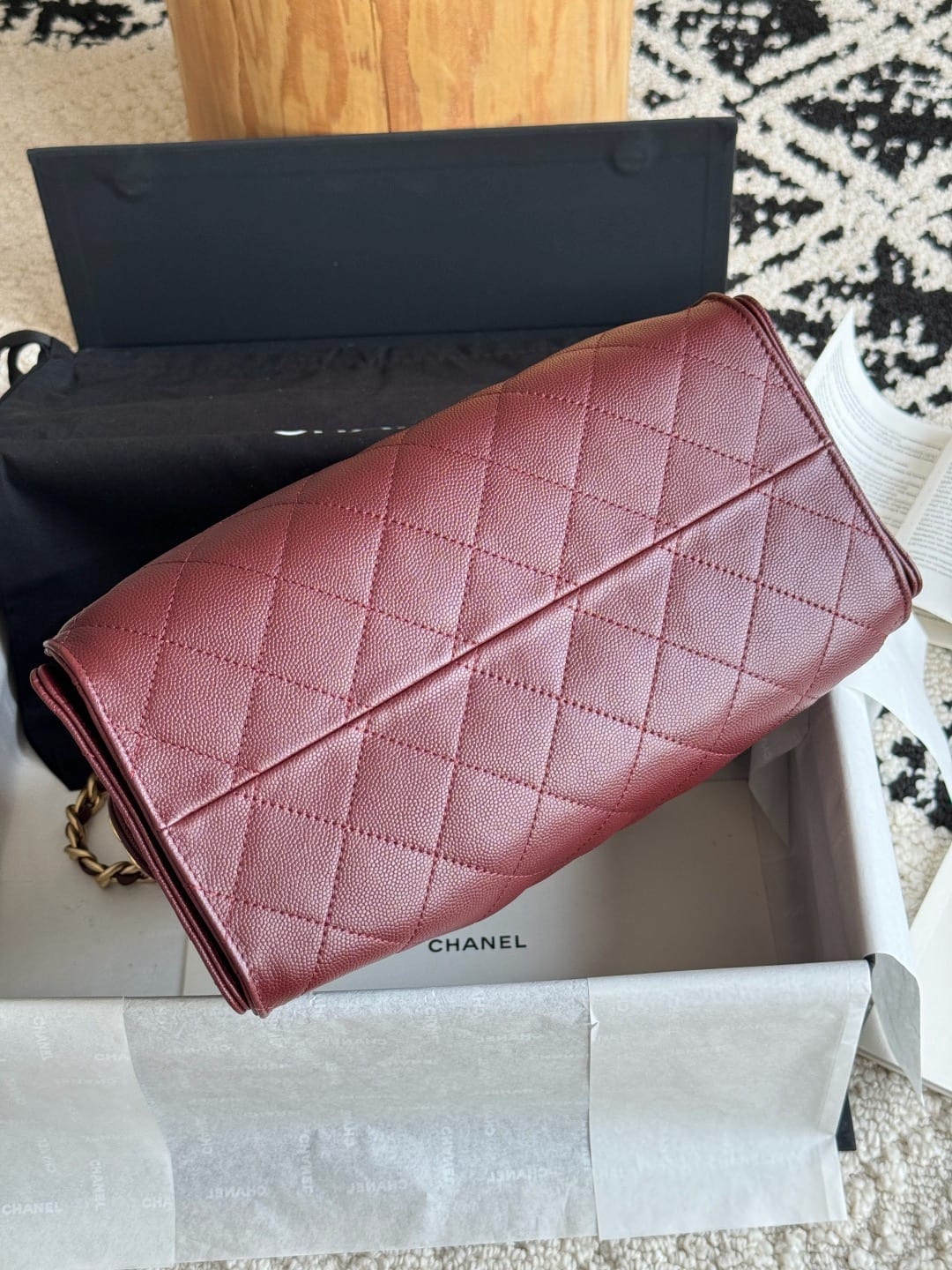  Chanel Mini 25 Hobo Bag Dark Burgundy Caviar Leather with Gold Hardware 6