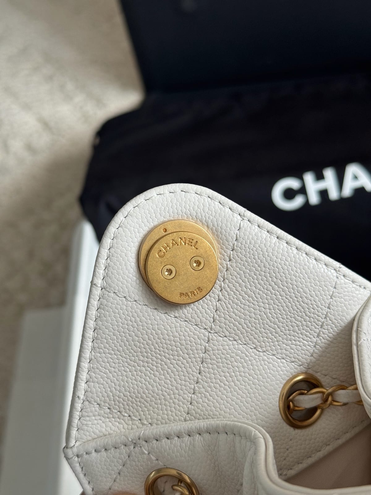  Chanel Mini 25 Hobo Bag White Caviar Leather with Gold Hardware 6