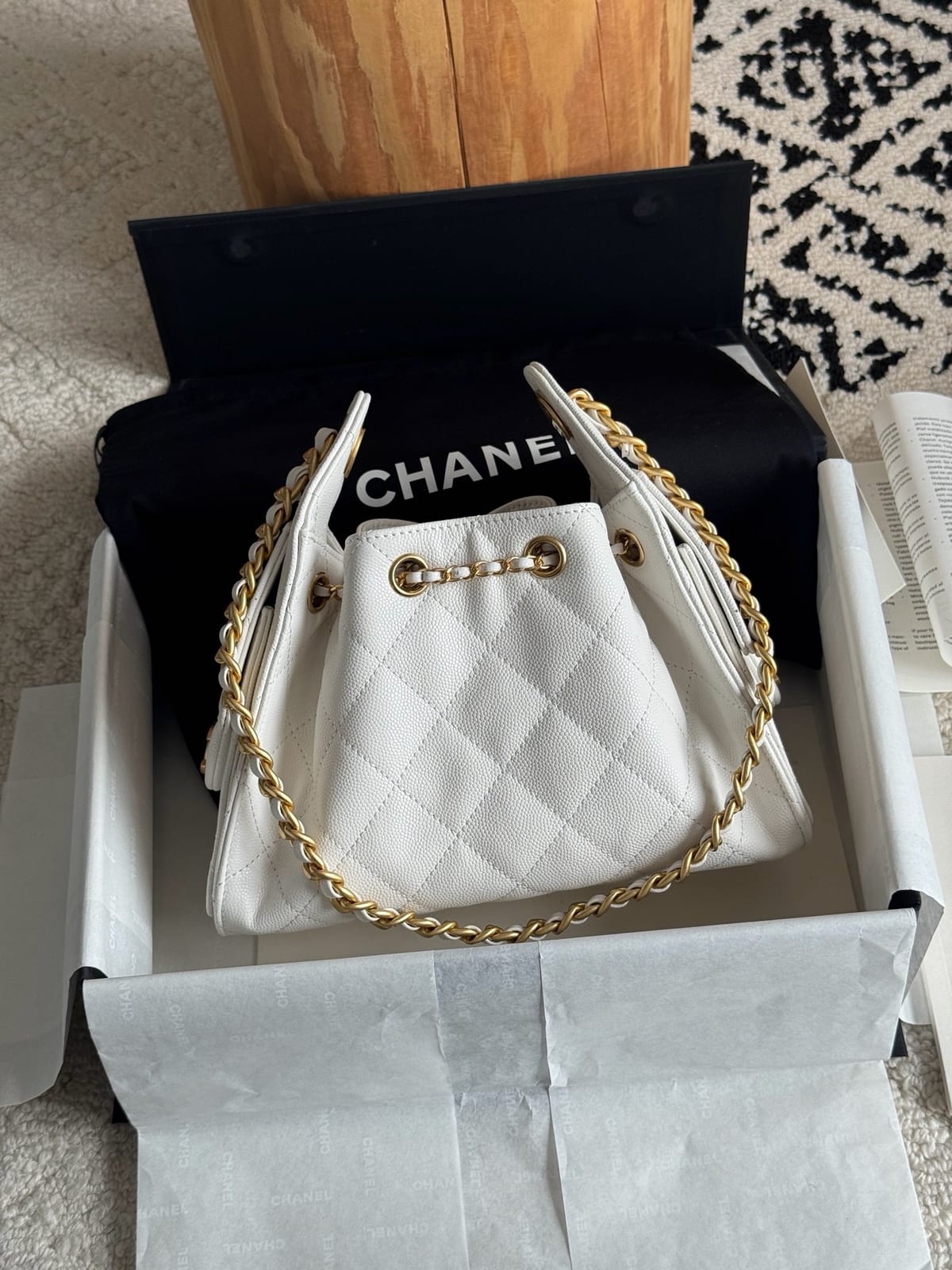  Chanel Mini 25 Hobo Bag White Caviar Leather with Gold Hardware 8
