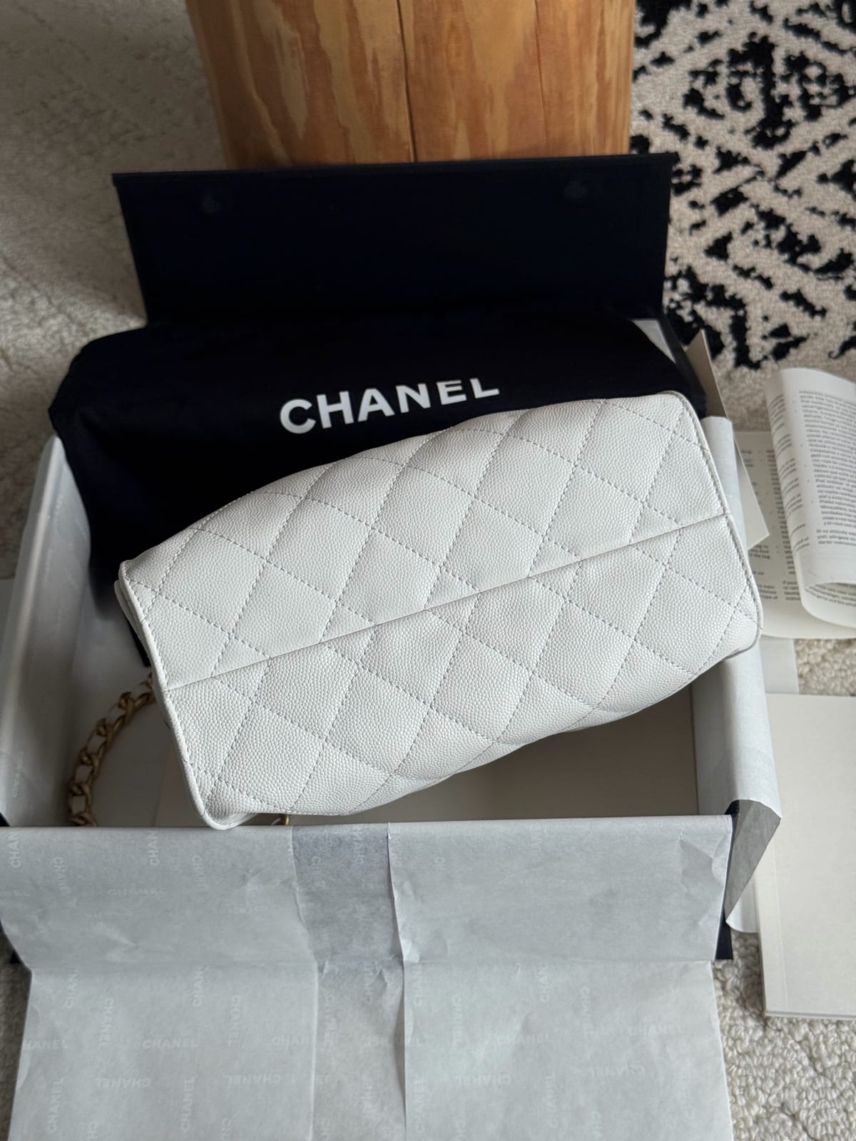  Chanel Mini 25 Hobo Bag White Caviar Leather with Gold Hardware 9