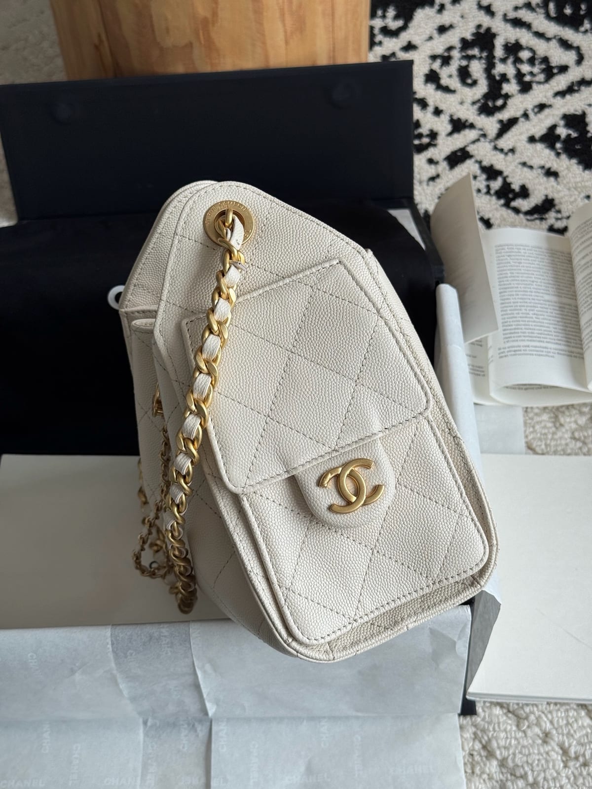  Chanel Mini 25 Hobo Bag Light Beige Caviar with Gold Hardware 3