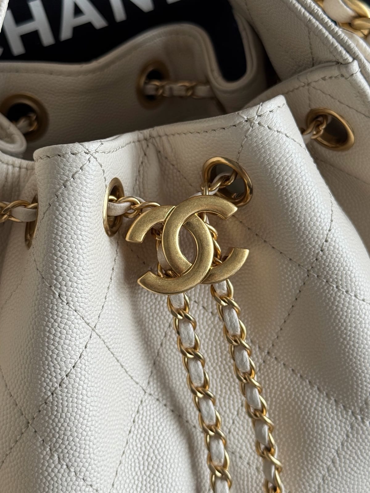 Chanel Mini 25 Hobo Bag Light Beige Caviar with Gold Hardware 4