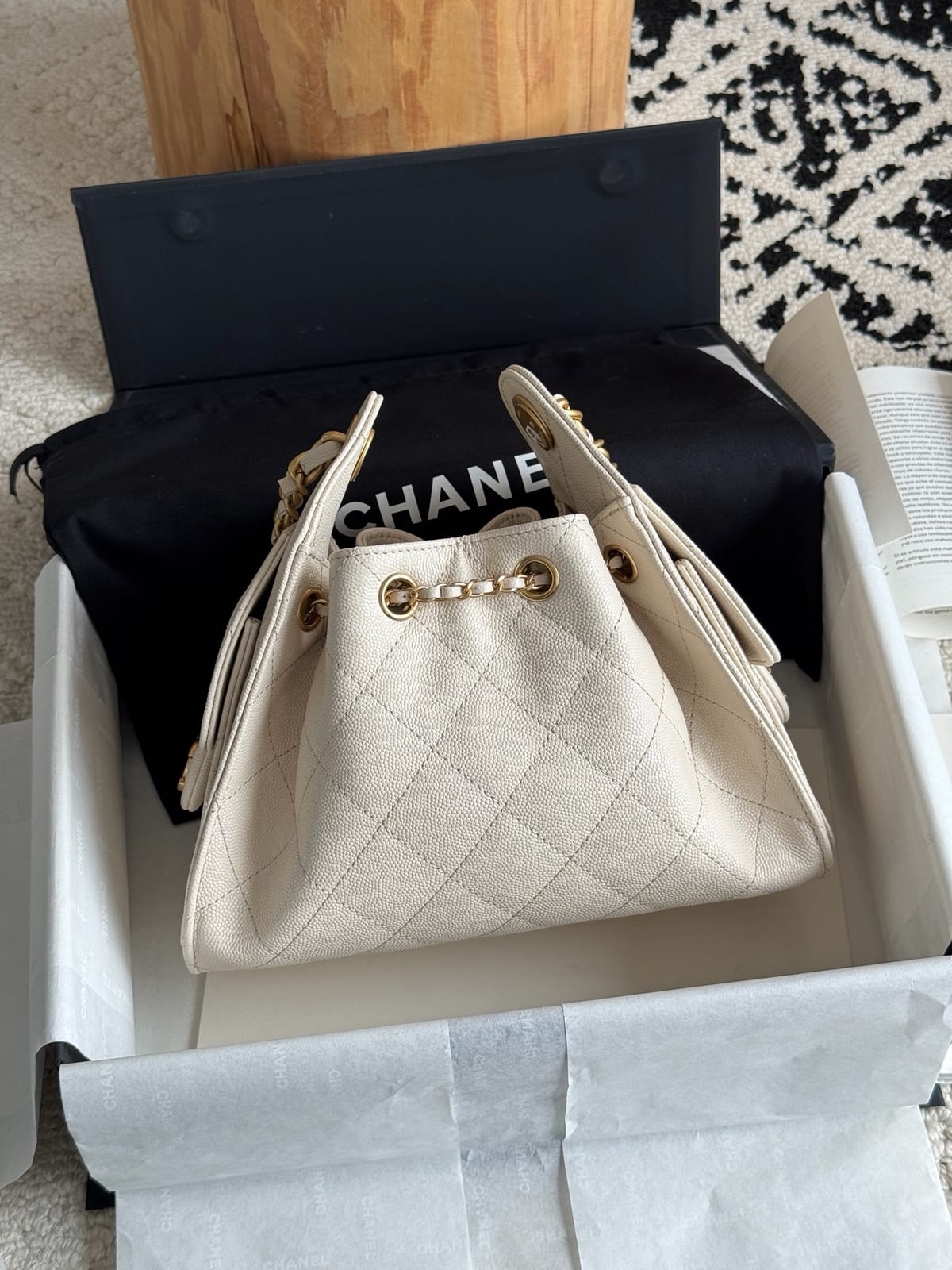  Chanel Mini 25 Hobo Bag Light Beige Caviar with Gold Hardware 9