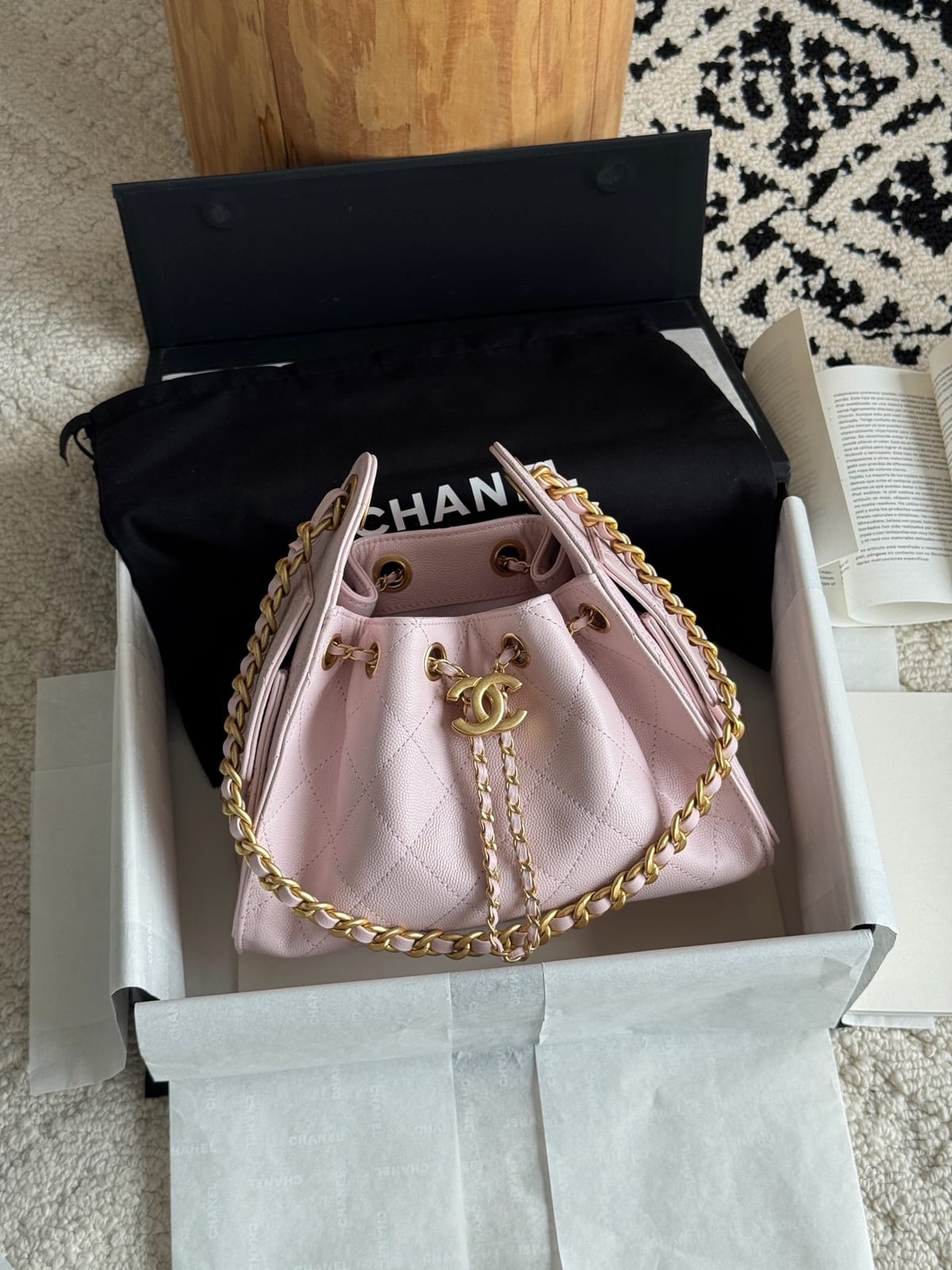 Chanel Mini 25 Hobo Bag Light Pink Caviar Leather with Gold Hardware