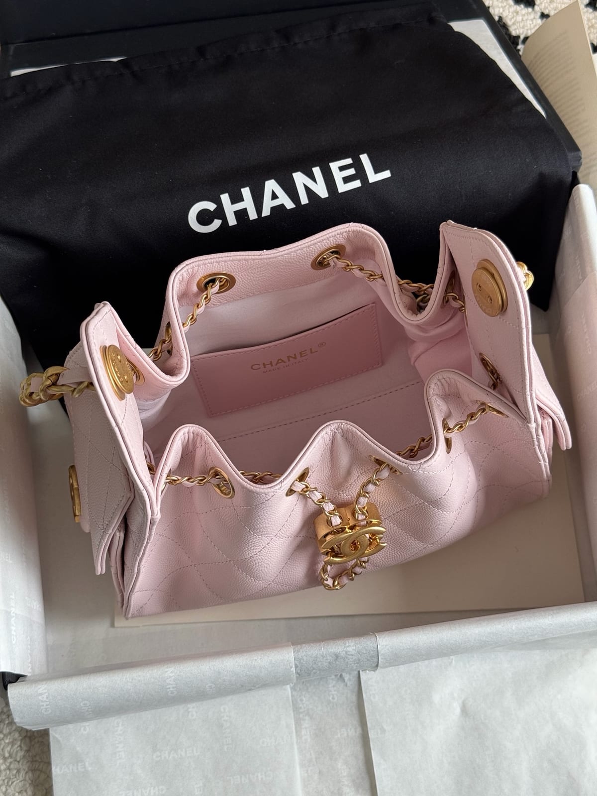 Chanel Mini 25 Hobo Bag Light Pink Caviar Leather with Gold Hardware 3