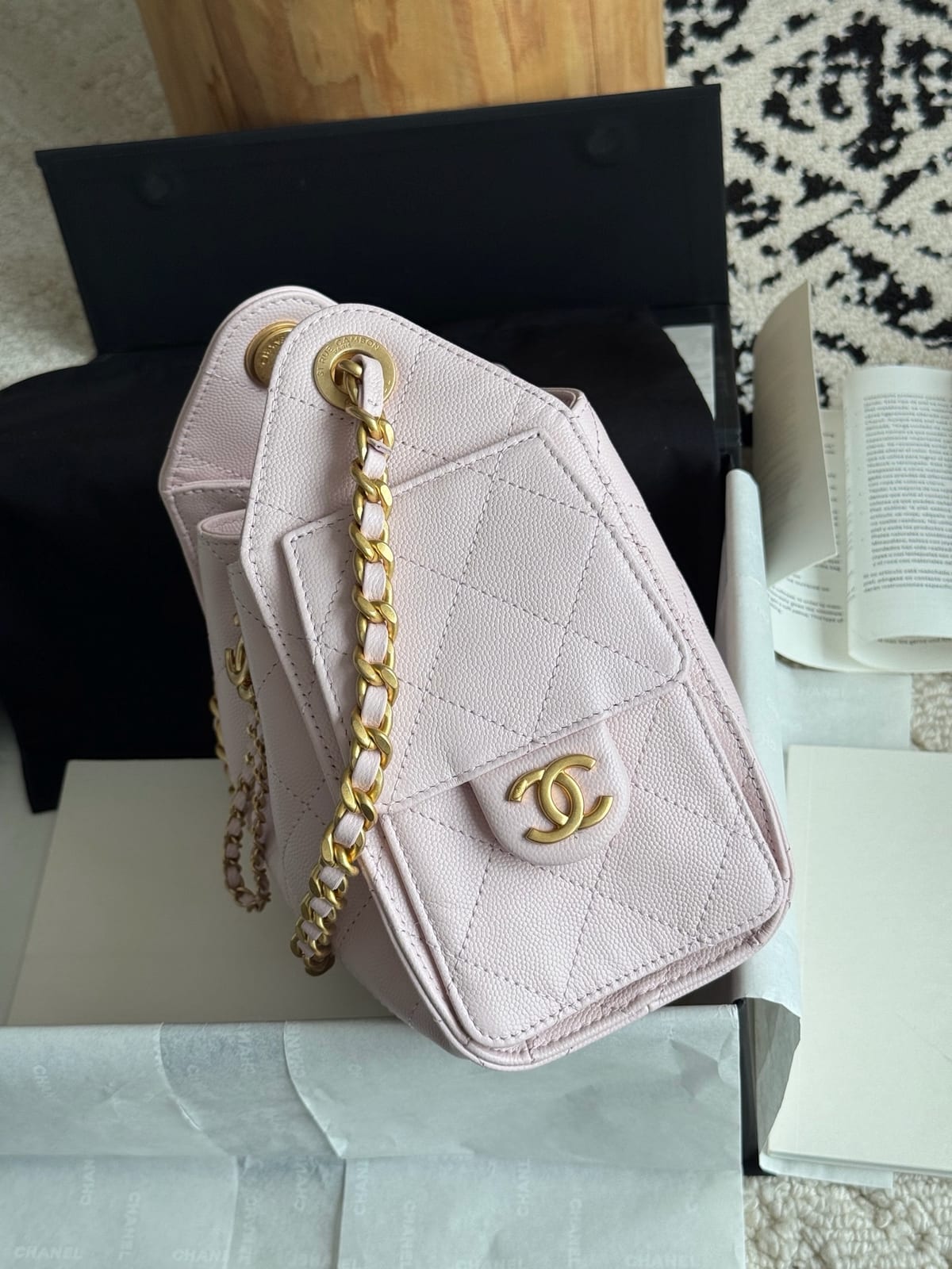 Chanel Mini 25 Hobo Bag Light Pink Caviar Leather with Gold Hardware 5