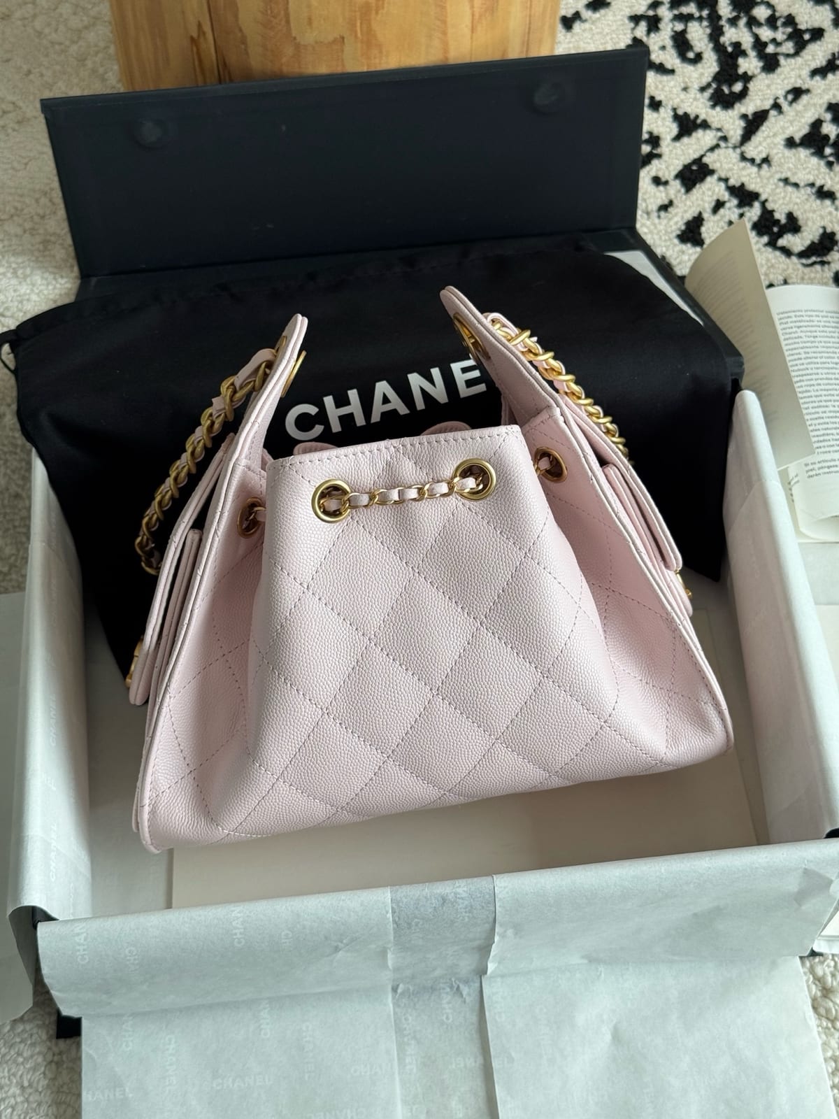 Chanel Mini 25 Hobo Bag Light Pink Caviar Leather with Gold Hardware 8