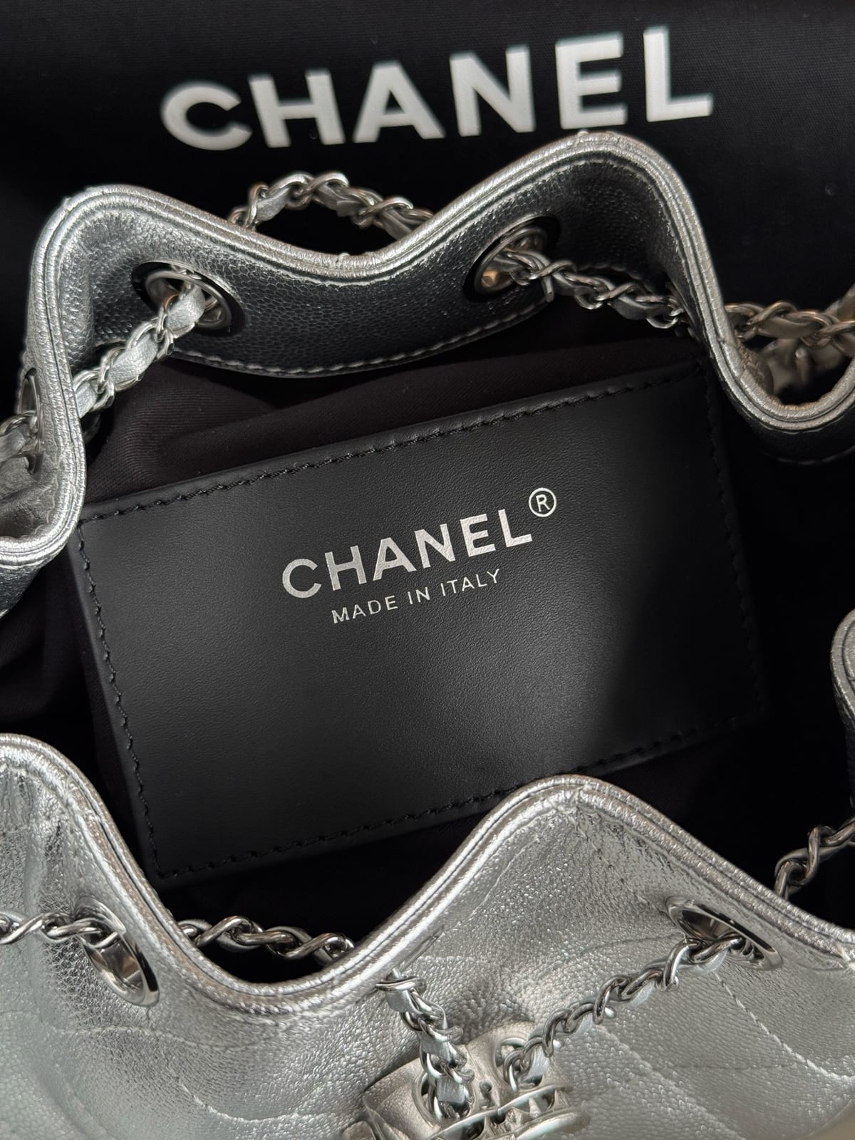 Chanel Mini 25 Hobo Bag  Metallic Silver Grained Calfskin with Silver Hardware 5