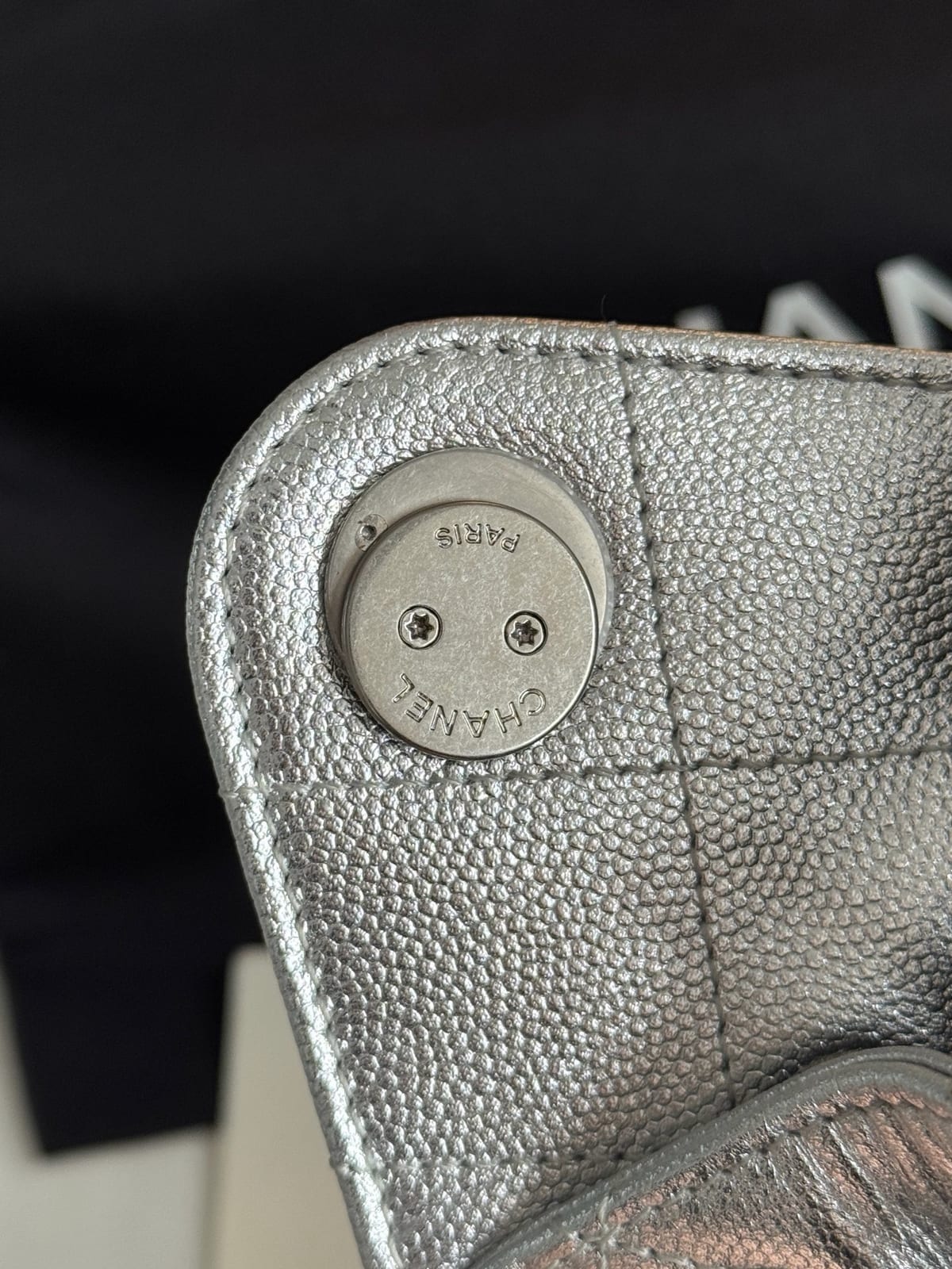 Chanel Mini 25 Hobo Bag  Metallic Silver Grained Calfskin with Silver Hardware 8