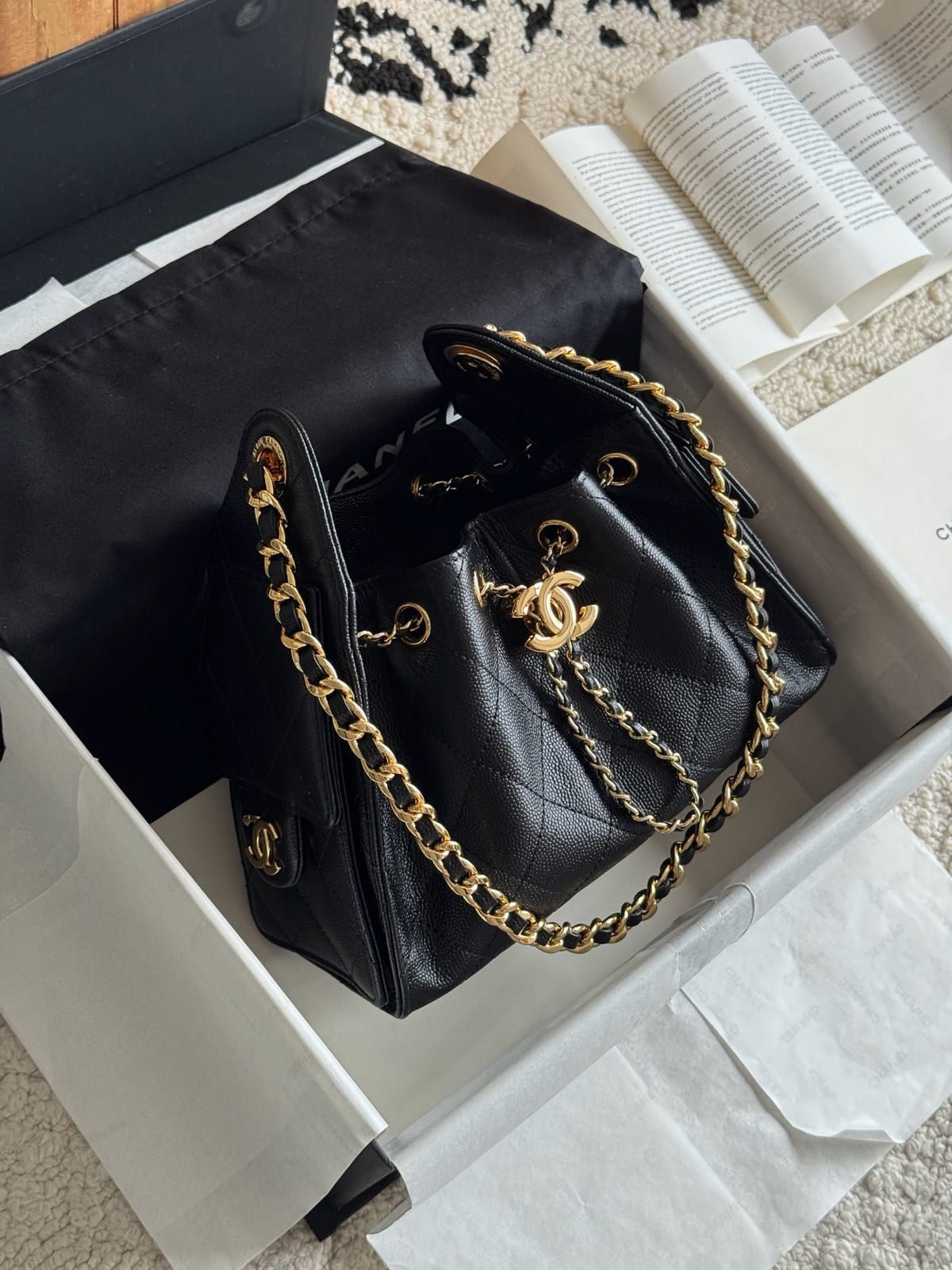  Black Grained Caviar Leather with Gold Hardware 2
