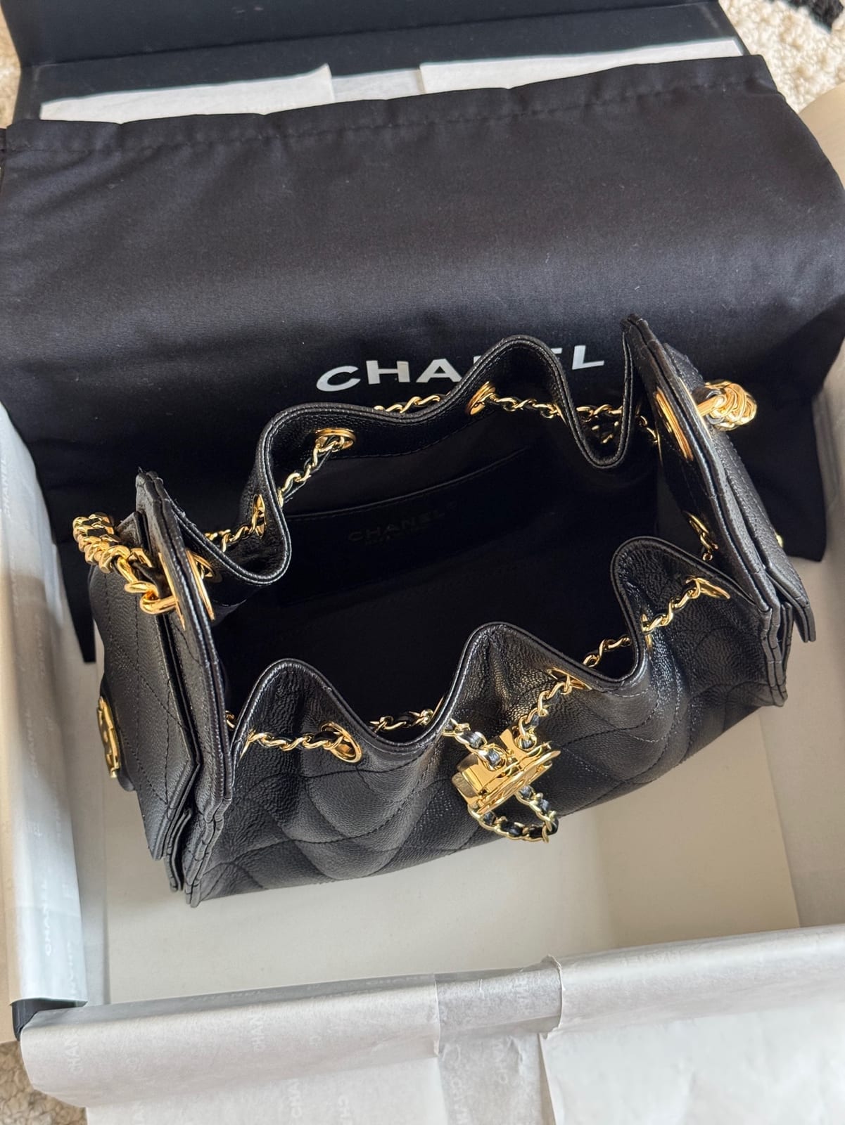  Black Grained Caviar Leather with Gold Hardware 4